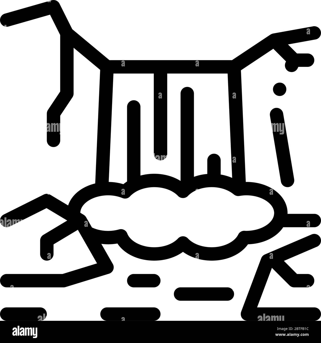 forêt entourée de montagnes icône vector illustration du contour Illustration de Vecteur