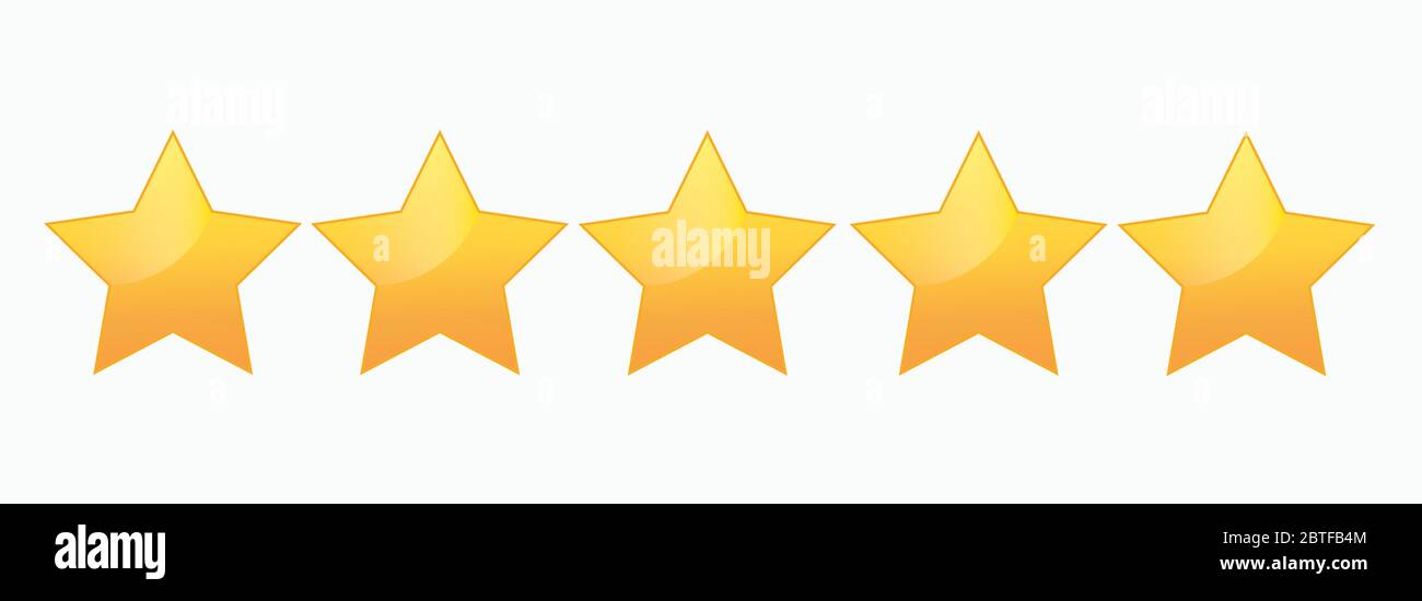 Illustration vectorielle icône cinq étoiles isolée sur fond blanc.ensemble d'étoiles dorées. Illustration de Vecteur