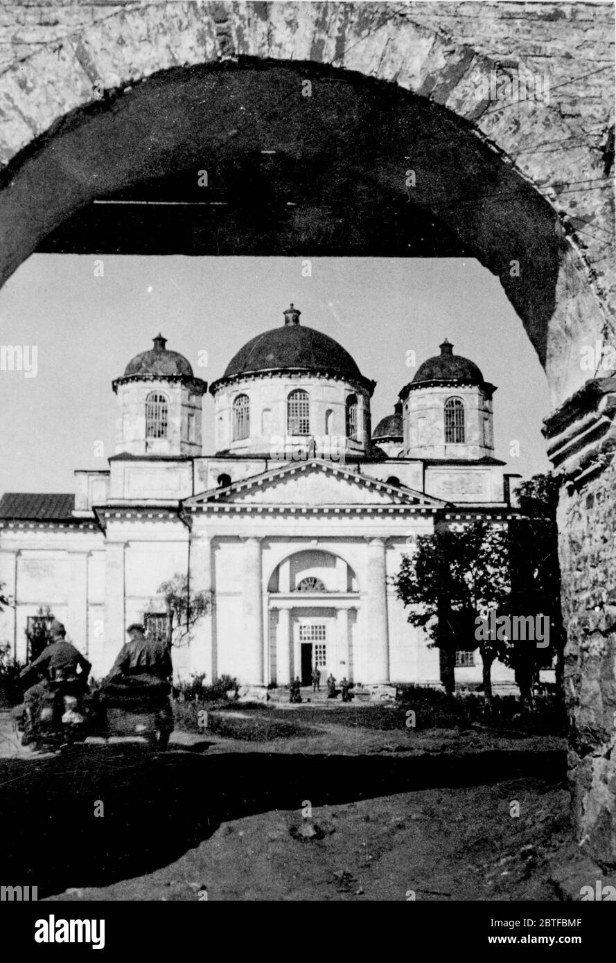 Monastère de Novgorod servant de quartier général de division opération Barbarossa - invasion allemande de la Russie, 1941 - 15ème Division d'infanterie de la division Thuringe-Kurhessen Banque D'Images