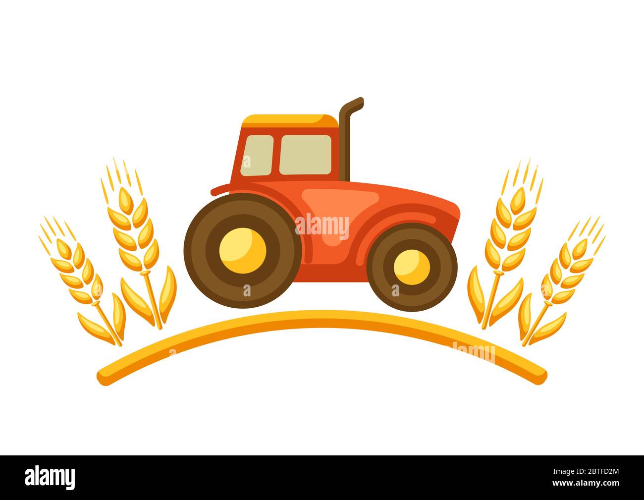 Illustration du tracteur de récolte avec épis de blé mûrs. Illustration de Vecteur