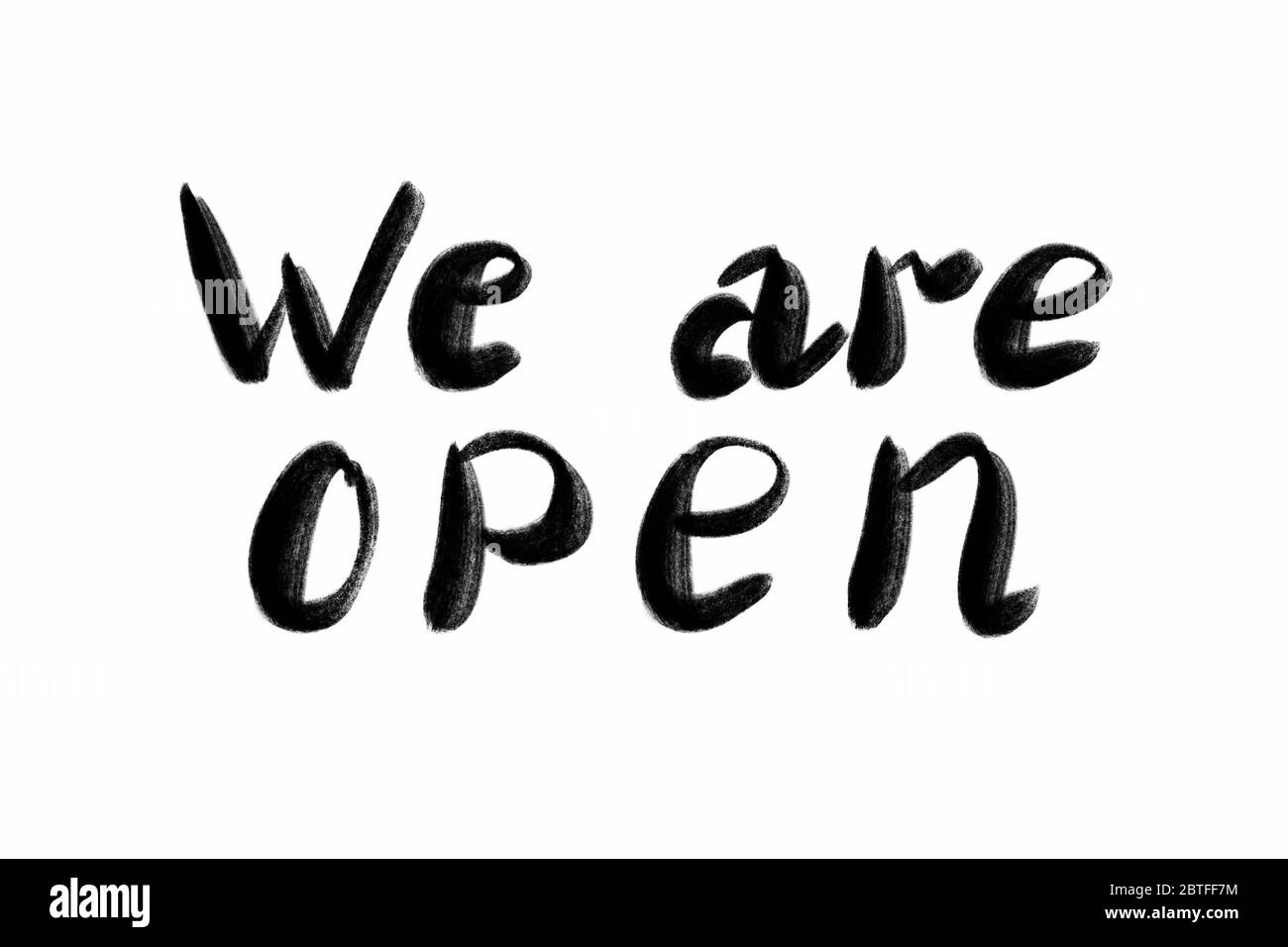 Nous sommes un texte écrit à main ouverte - lettrage isolé sur blanc. Coronovirus COVID 19 concept Banque D'Images