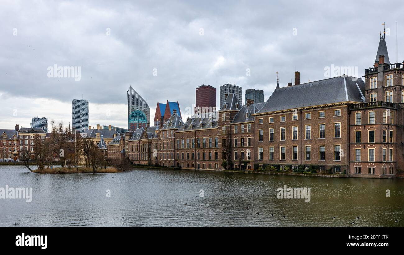 Binnenhof Parlement néerlandais à la Haye en hiver. Pays-Bas Banque D'Images