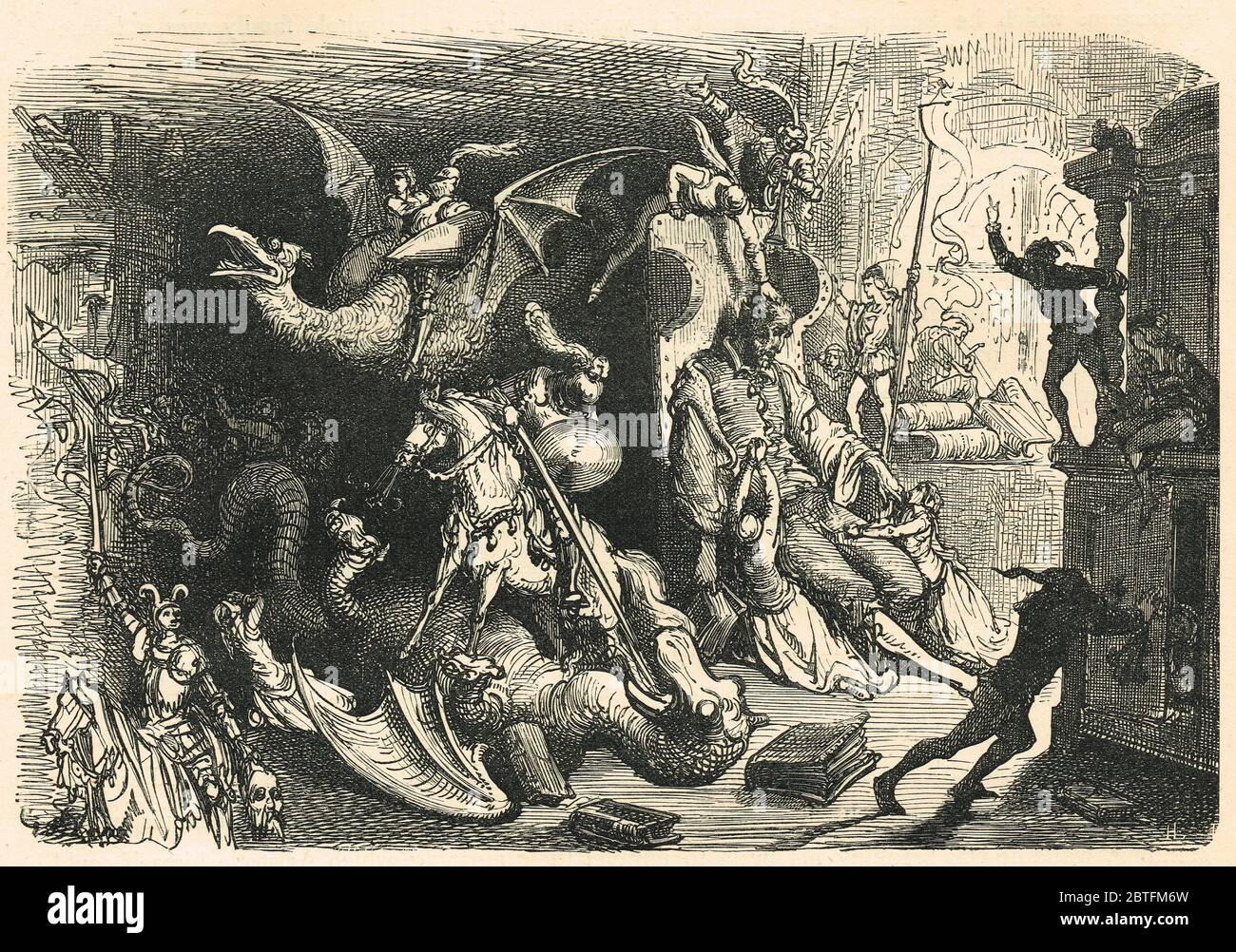 Don Quichotte rêve. Illustration au chapitre 1 par Gustave Dore Banque D'Images