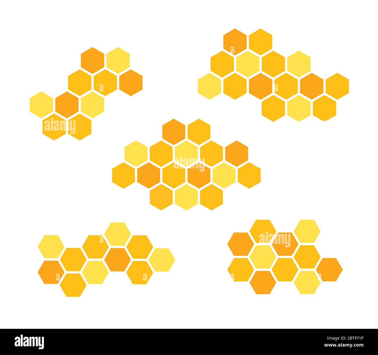 Définir les icônes nid d'abeille. Illustration vectorielle isolée sur fond blanc. Illustration de Vecteur