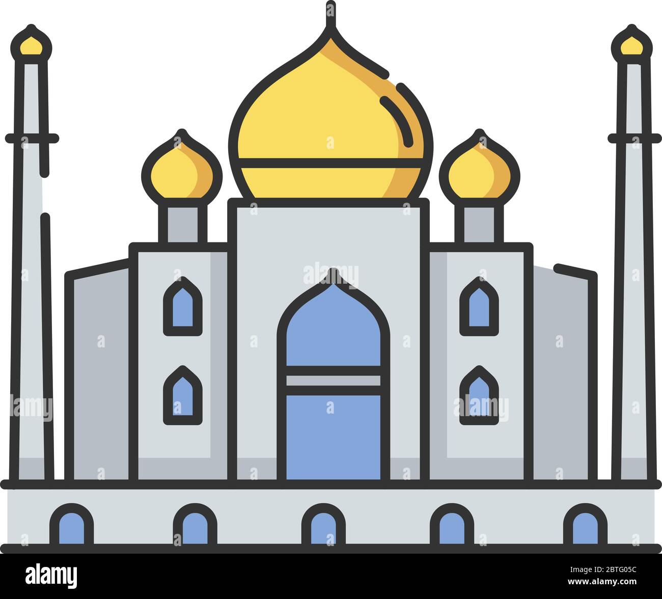 Icône de couleur RVB Taj Mahal Illustration de Vecteur