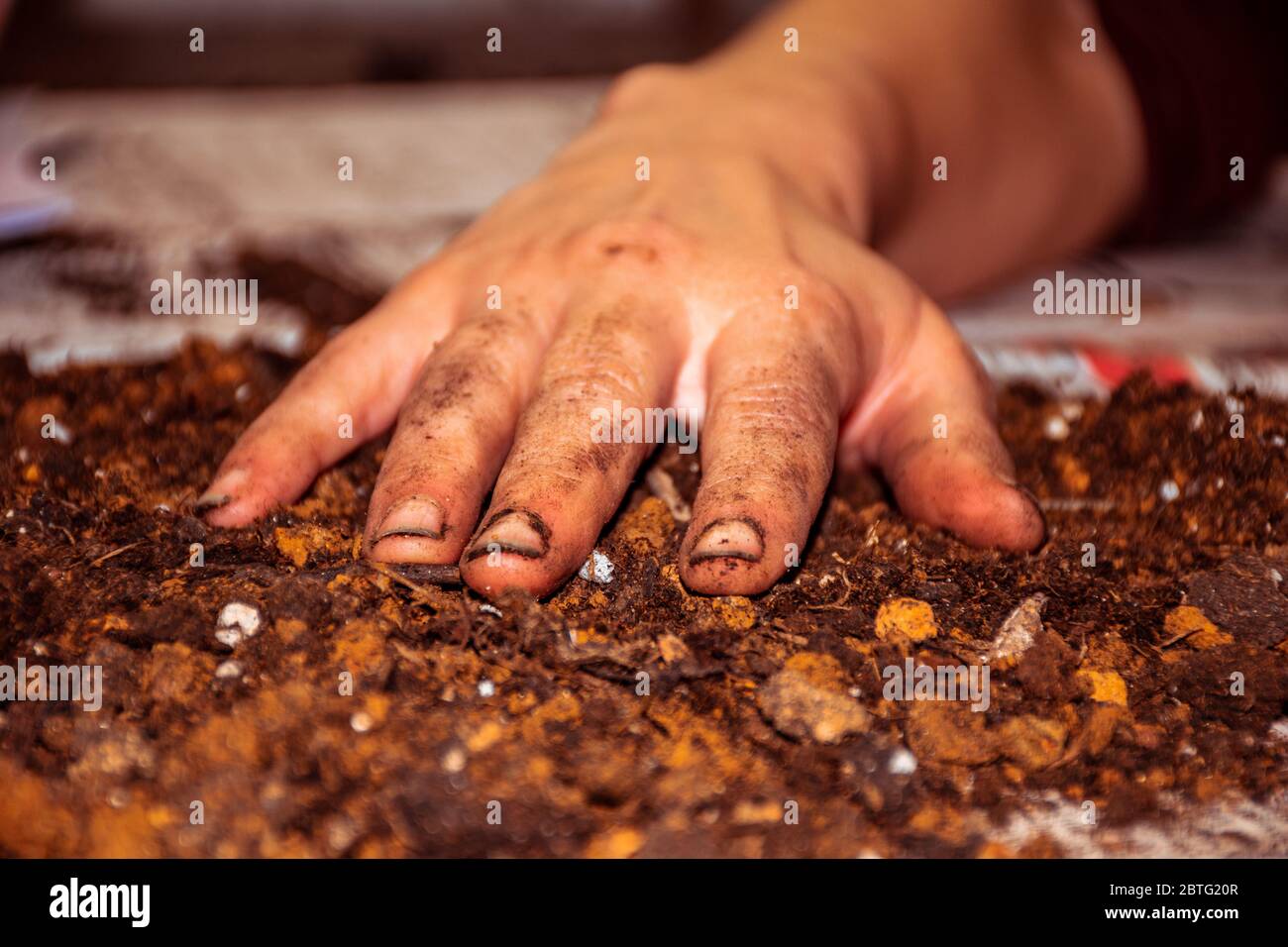 main très sale de femme avec des ongles sales reste sur le sol, gros plan  Photo Stock - Alamy