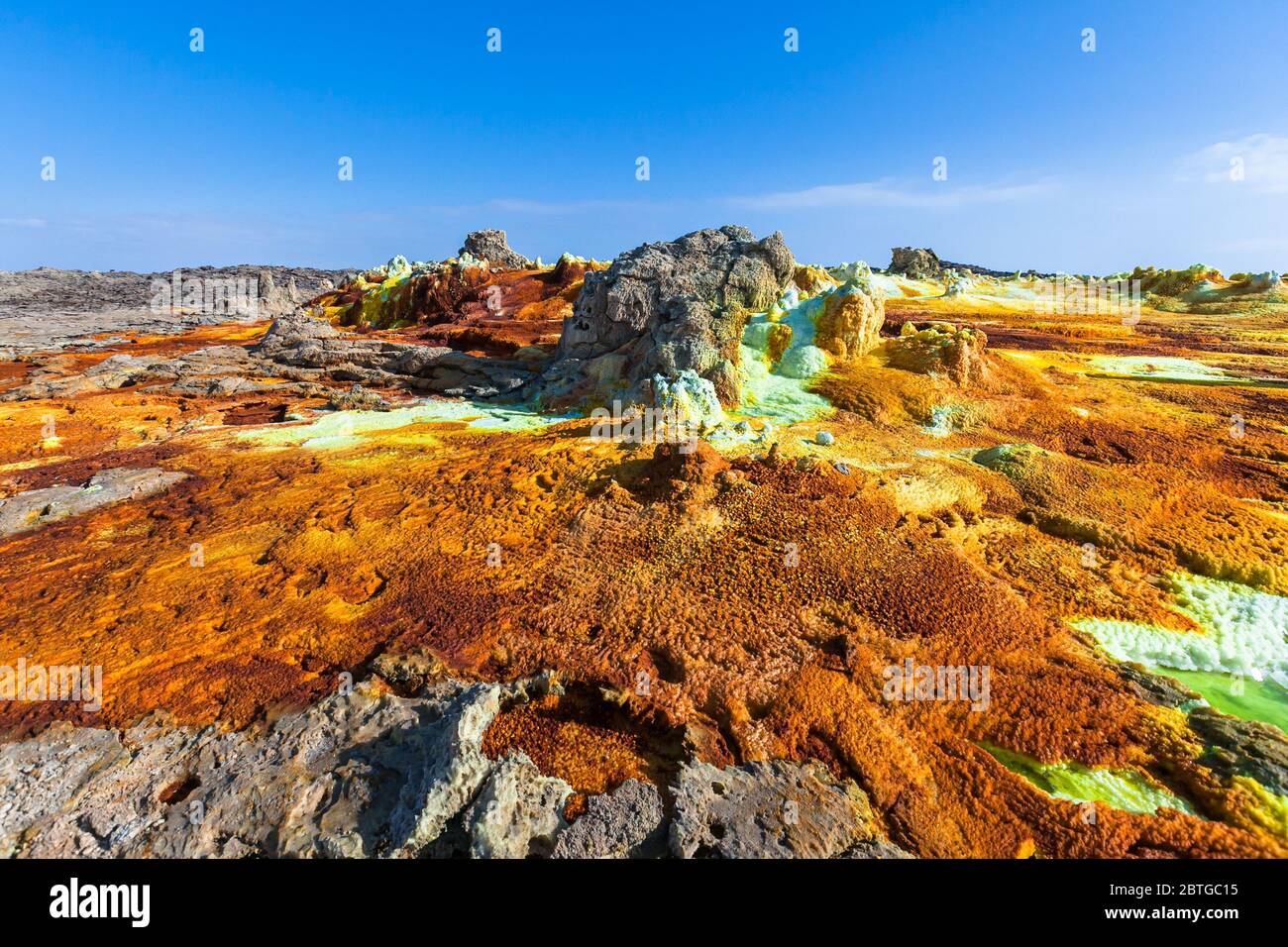 danakil dépression dalloll volcan coloré acide soufre lac Banque D'Images