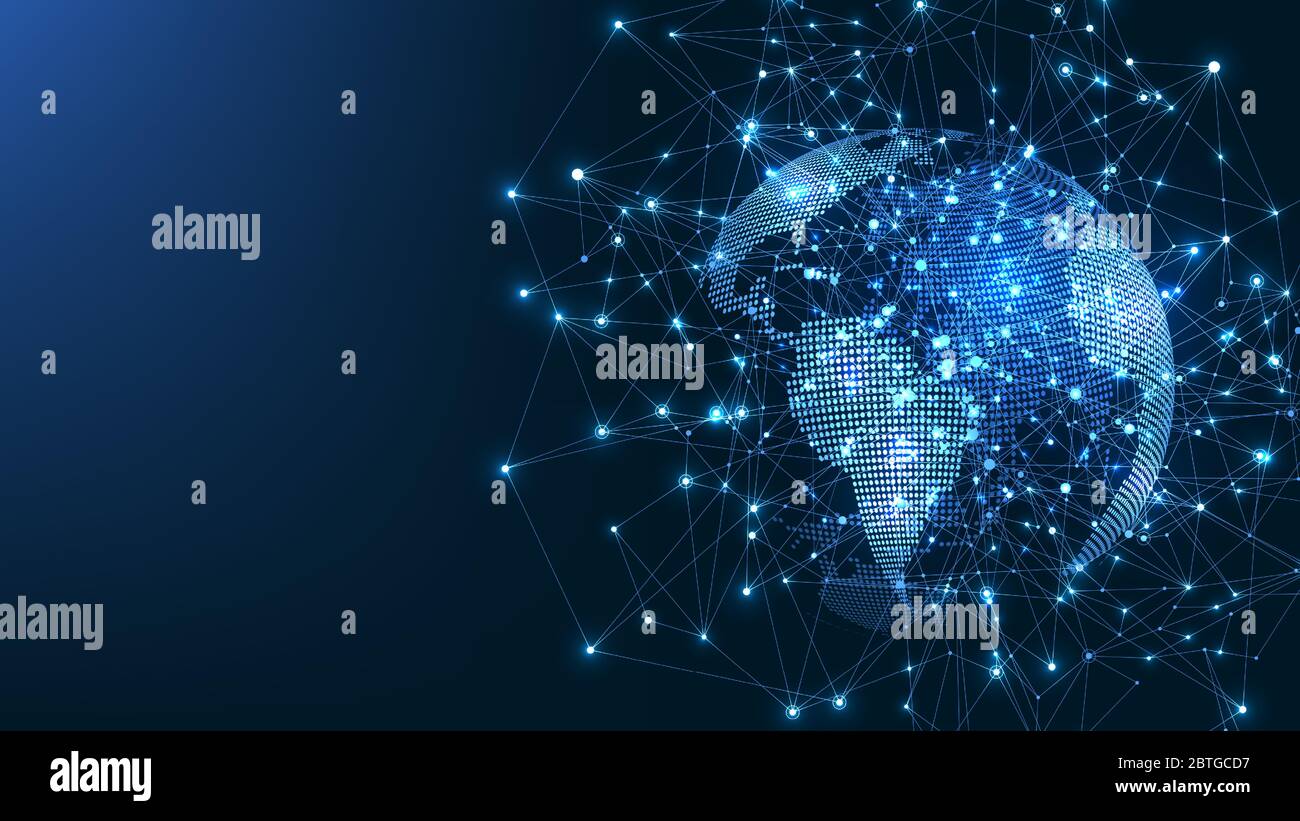 Connexion réseau Global concept. Big la visualisation de données. Réseau social dans la communication des réseaux informatiques mondiaux. La technologie de l'Internet. Business Illustration de Vecteur