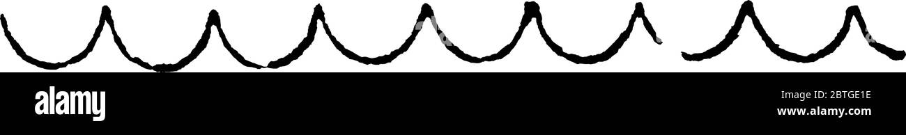 Les lignes se composent d'une série d'arcs circulaires courbés dans la même direction, formant des points vers l'intérieur est appelé ligne inventée., mise en plan de ligne vintage ou Illustration de Vecteur