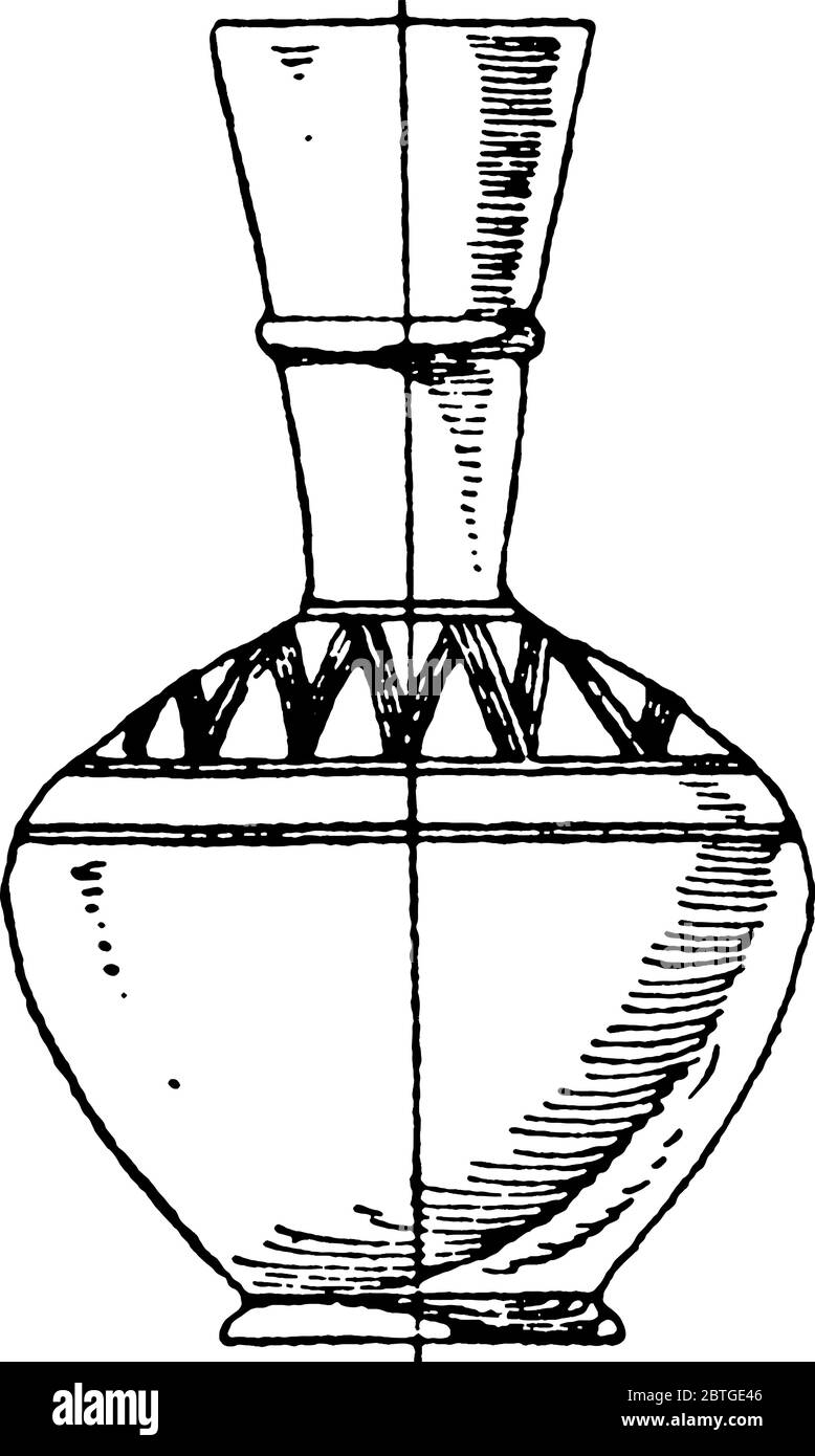 Cette bouteille égyptienne moderne est l'art égyptien moderne dans la vallée du Nil inférieur et est faite d'argile grise terne, de dessin de ligne vintage ou de gravure illus Illustration de Vecteur