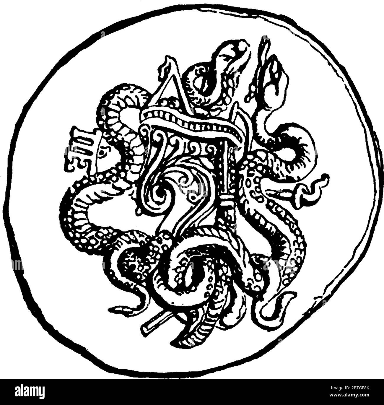 Une représentation typique du dos d'une pièce d'argent grecque pesant en moyenne environ 193 grains, émis d'abord par les rois de Pergame, probablement Illustration de Vecteur