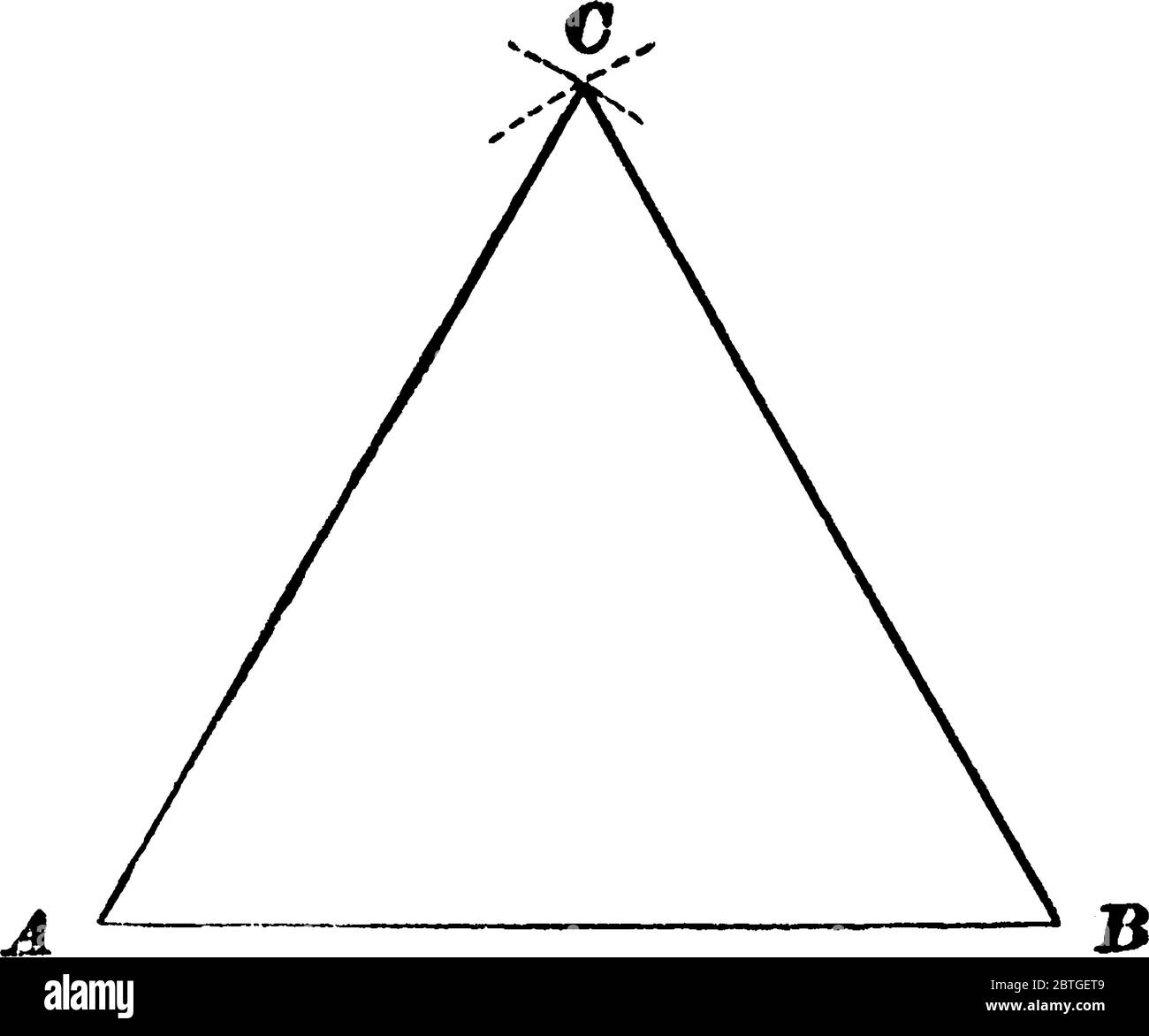 Cette figure montre le triangle équilatéral, c'est un triangle dans lequel tous les côtés sont égaux, vintage dessin de ligne ou illustration de gravure. Illustration de Vecteur