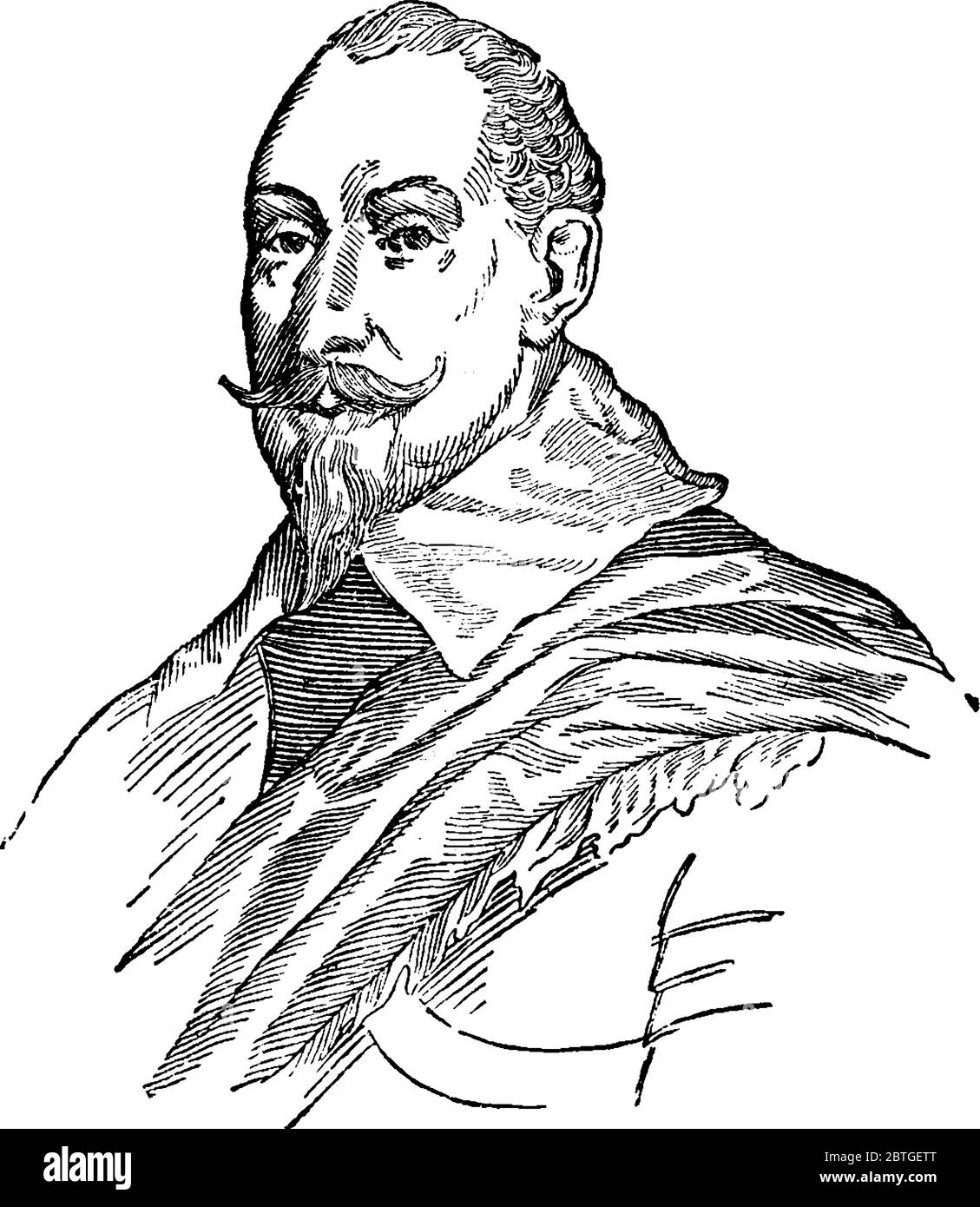 Gustavus Aldophus fut le roi de Suède de 1611 à 1632, illustration de dessin ou gravure de lignes vintage. Illustration de Vecteur