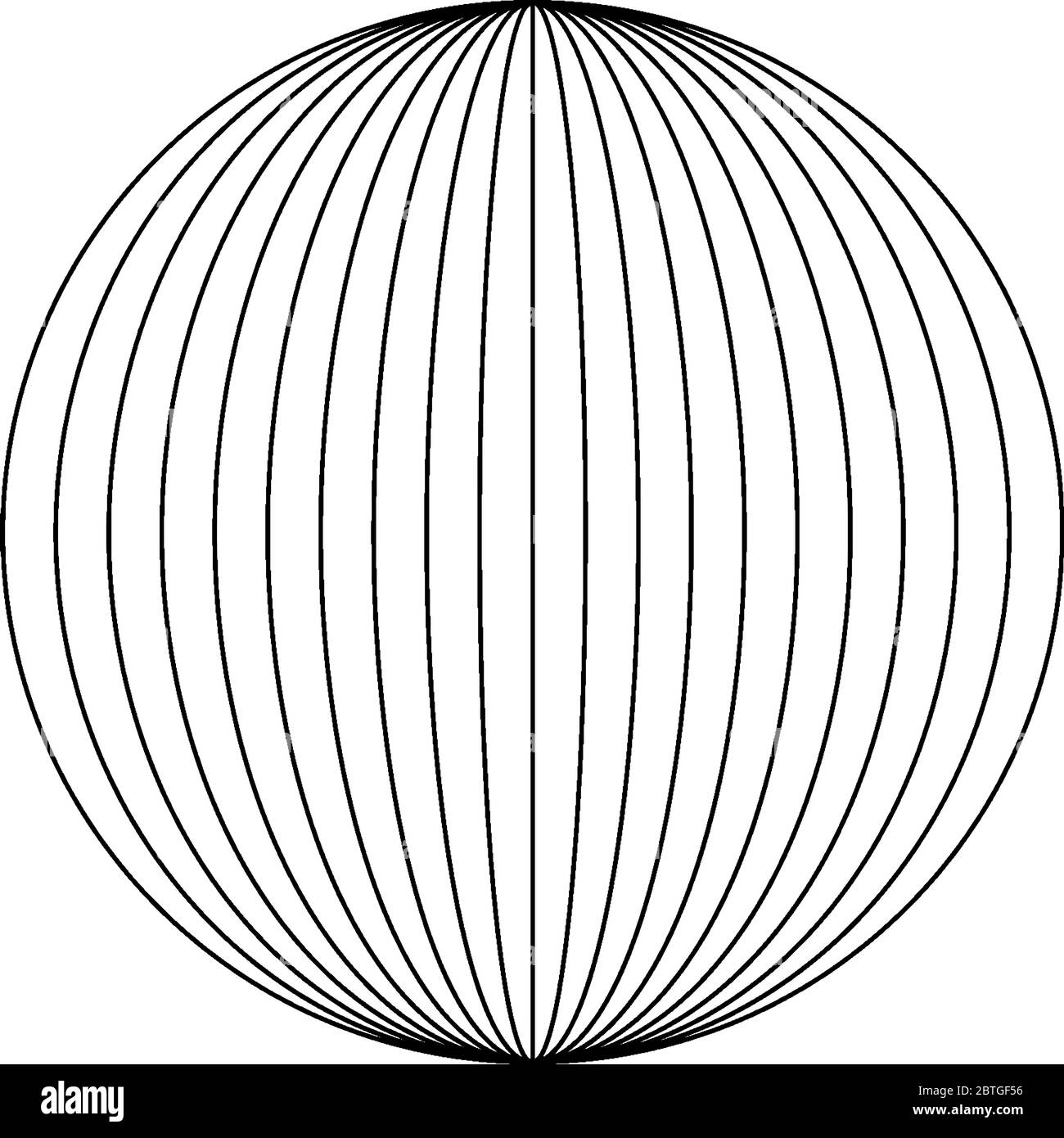 Neuf ellipses à l'intérieur D'UN cercle avec une ligne verticale au centre. L'axe principal des ellipses est l'axe vertical, le dessin de ligne vintage ou la gravure il Illustration de Vecteur
