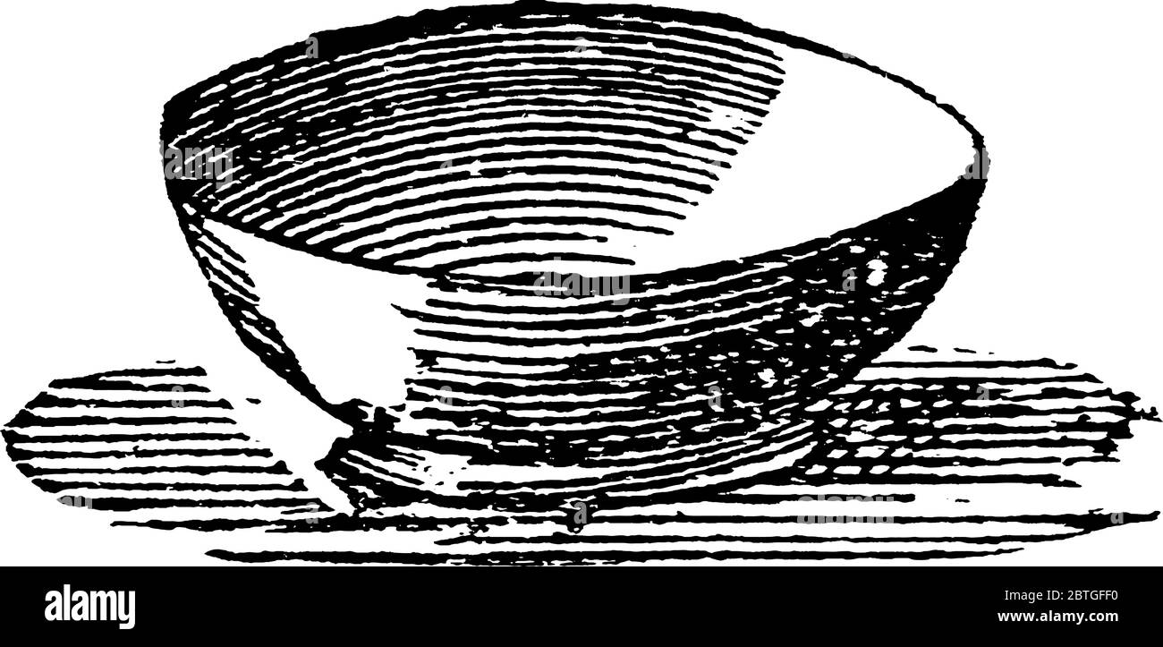 Représentation type d'un bol, d'un récipient concave pour contenir des liquides tels que des soupes et des plats. Les bols sont utilisés dans le monde entier depuis l'époque antique, la ligne vintage Illustration de Vecteur