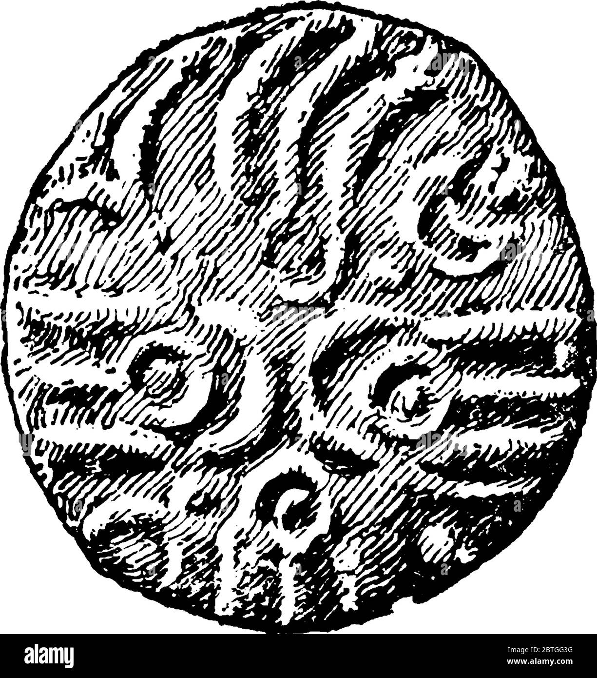 Le front d'une pièce de monnaie britannique pendant la période de l'invasion romaine dans la guerre gauloise, C.-B. 54. Les guerres gaulois ont été une série de campagnes militaires Illustration de Vecteur