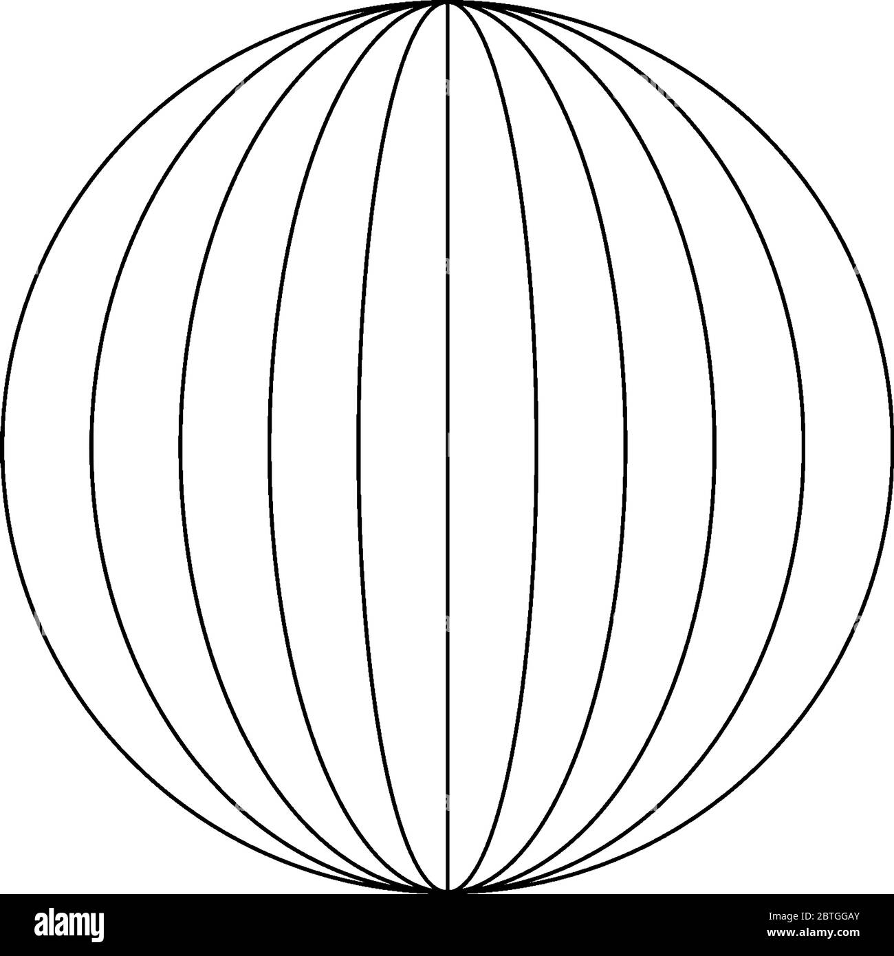Quatre ellipses à l'intérieur D'UN cercle avec une ligne verticale au centre. L'axe principal des ellipses est l'axe vertical, le dessin de ligne vintage ou la gravure il Illustration de Vecteur