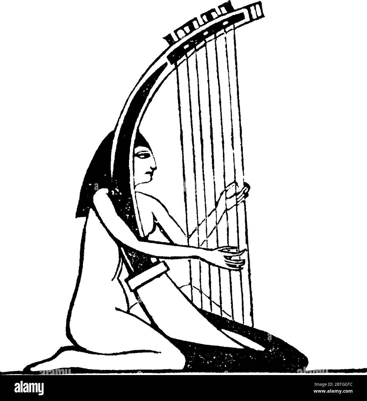 Harpe, avec un certain nombre de cordes individuelles qui coudent à un angle de son tableau, que les Égyptiens ont accordé une grande attention à l'étude de la musique et a eu Illustration de Vecteur