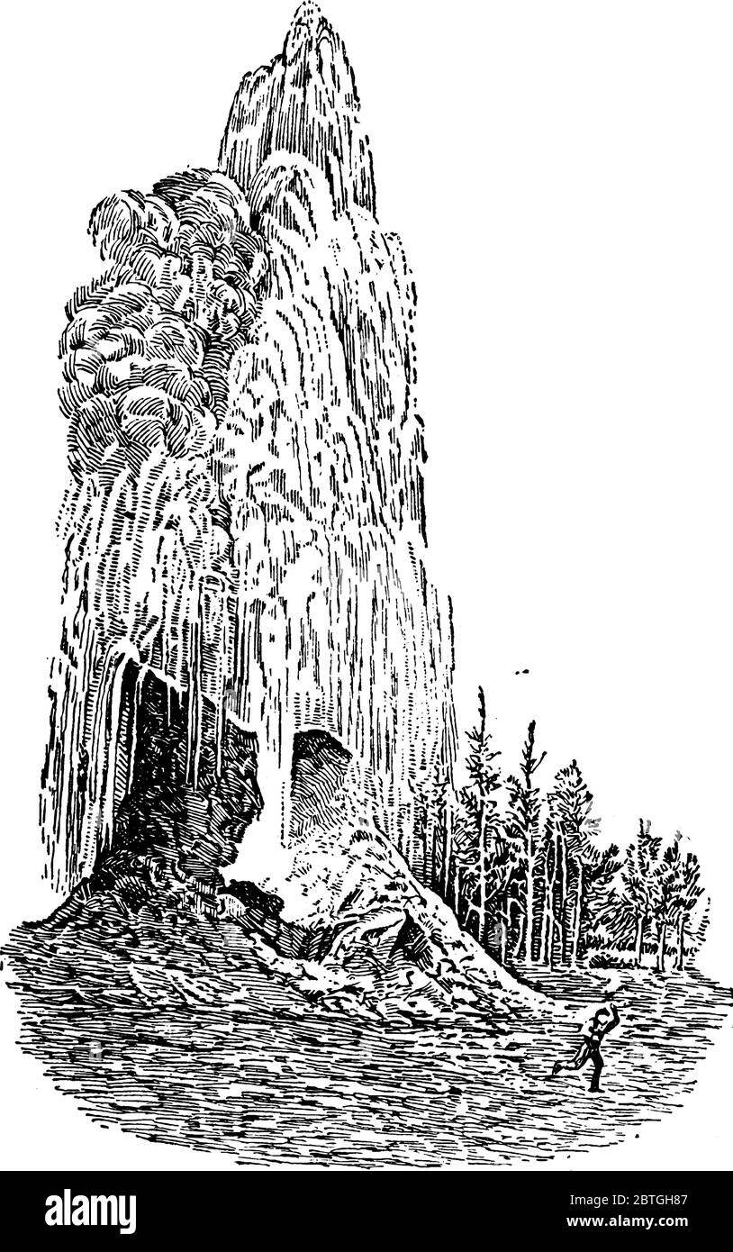 Ce diagramme montre les geysers géants de Yellowstone fait quand l'eau bout, la pression qui en résulte force une colonne de vapeur surchauffée à la surface Illustration de Vecteur