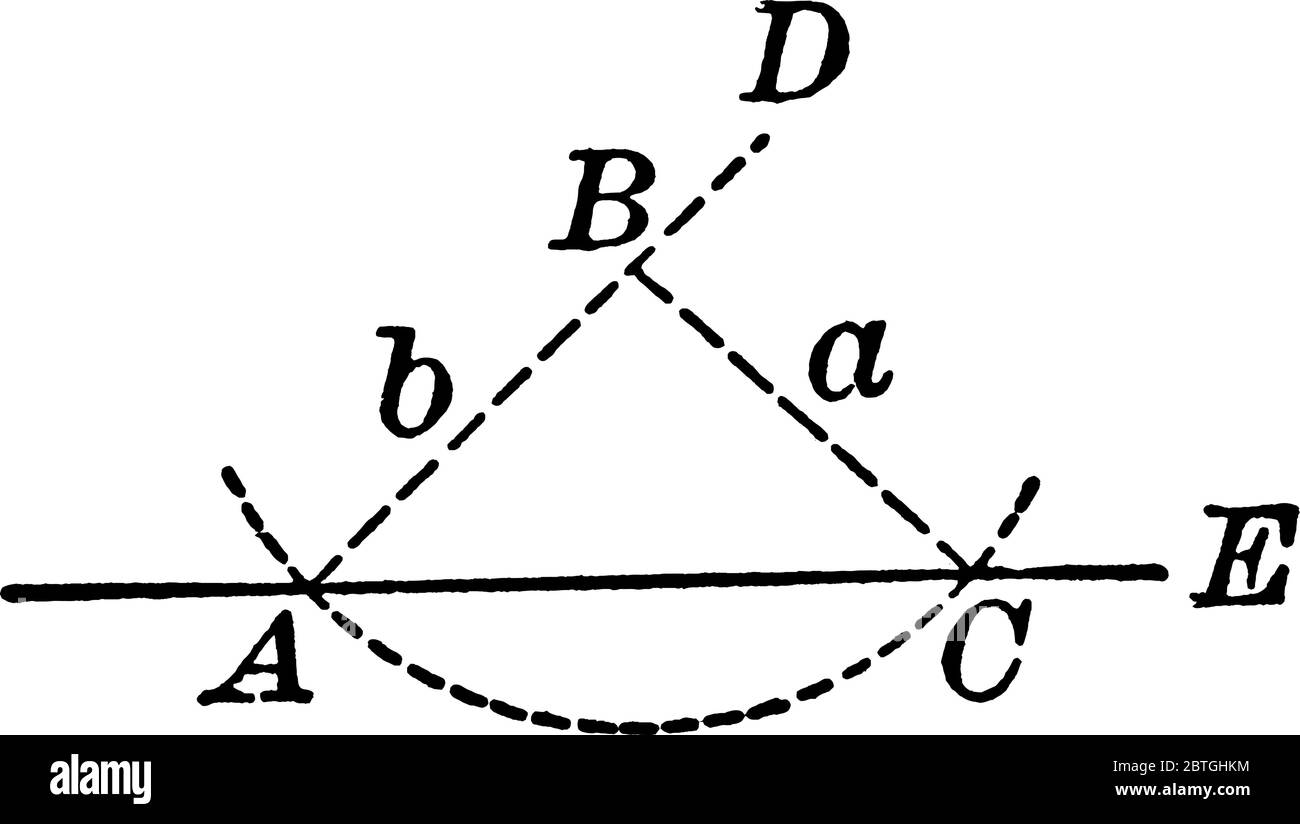 Arc joignant deux points sur la ligne E, dessin de ligne vintage ou illustration de gravure. Illustration de Vecteur