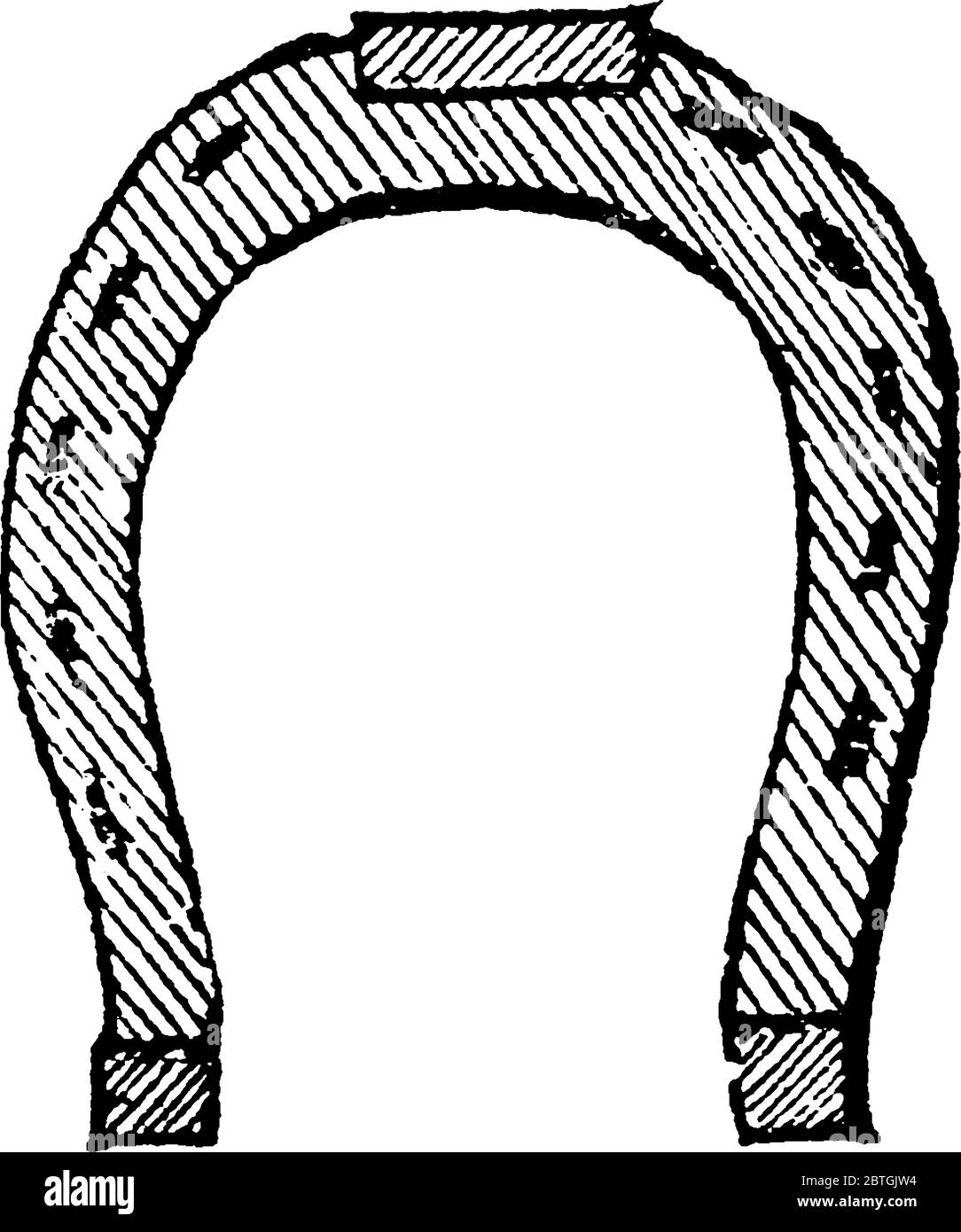 Une Horseshoe est une chaussure de fer pour les chevaux en forme de U , dessin de ligne vintage ou illustration de gravure. Illustration de Vecteur