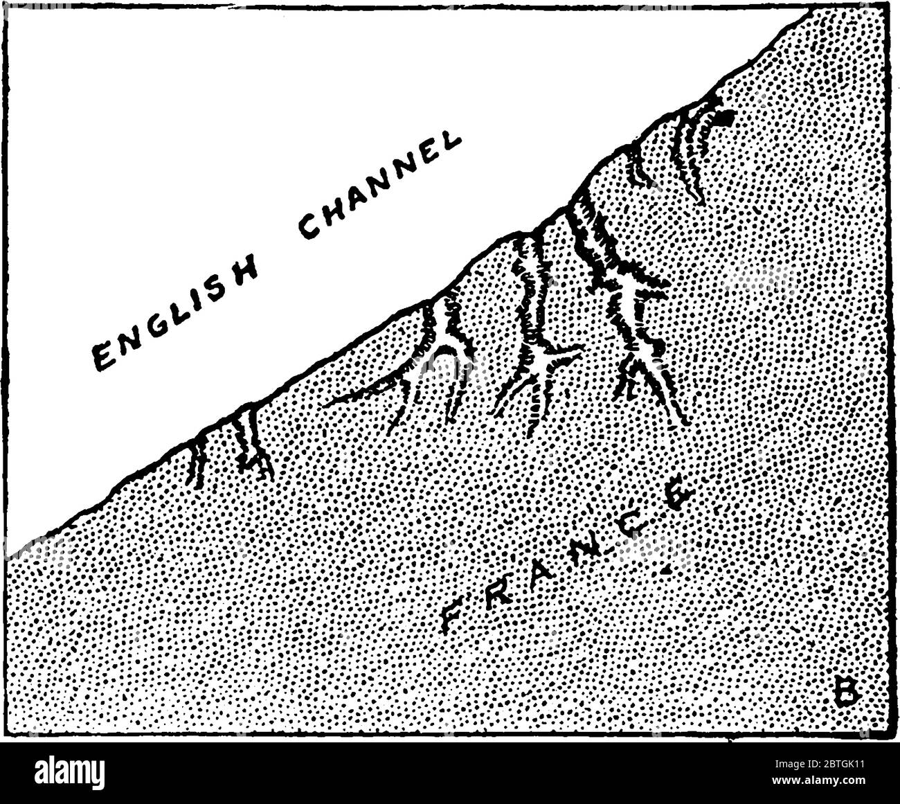 Les falaises de Normandie et ses côtes variées comprennent des falaises de craie blanche, des dessins de ligne vintage ou des illustrations de gravure. Illustration de Vecteur