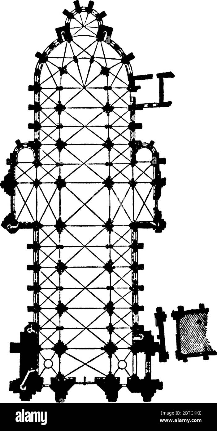 Cathédrale catholique romaine de sens, Bourgogne, dessin de ligne ou gravure d'époque. Illustration de Vecteur