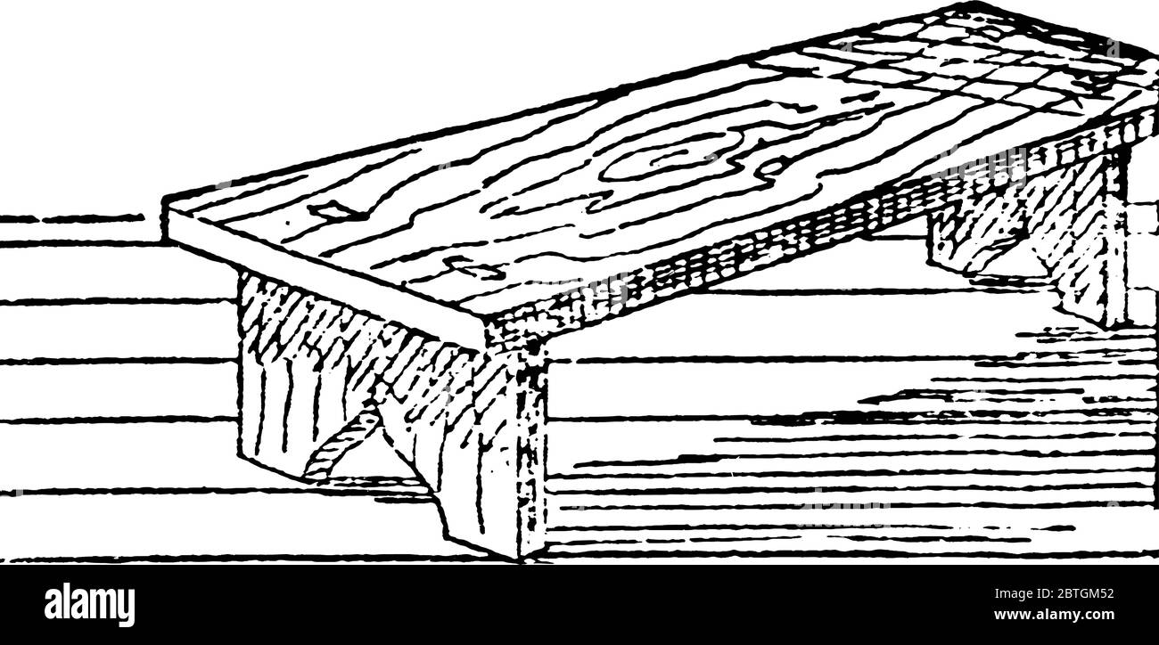 Représentation typique de long siège, un banc utilisé dans le monde entier, principalement dans les salles de classe, les parcs et les zoos pour les gens et les étudiants d'être assis confortablement et comf Illustration de Vecteur