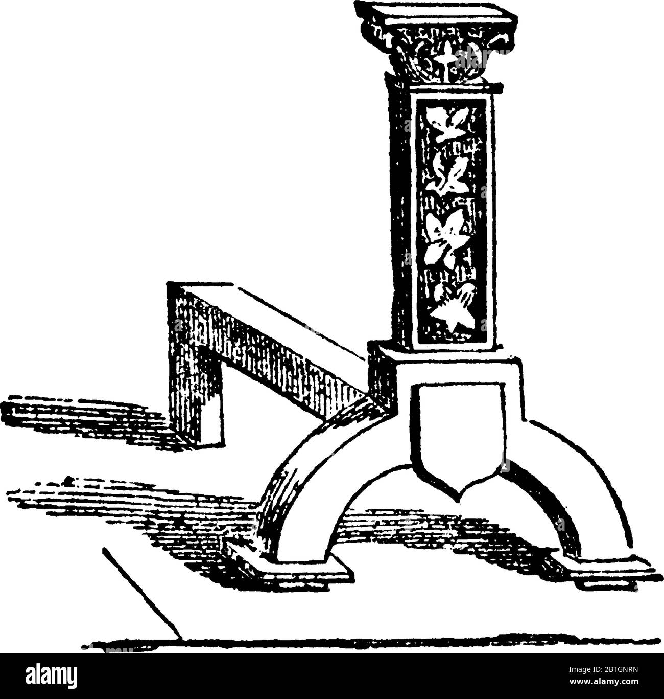 Une représentation typique d'Andiron qui ont été utilisés pour brûler du bois sur un foyer ouvert, et a consisté en une barre horizontale relevée sur des supports courts, WIT Illustration de Vecteur