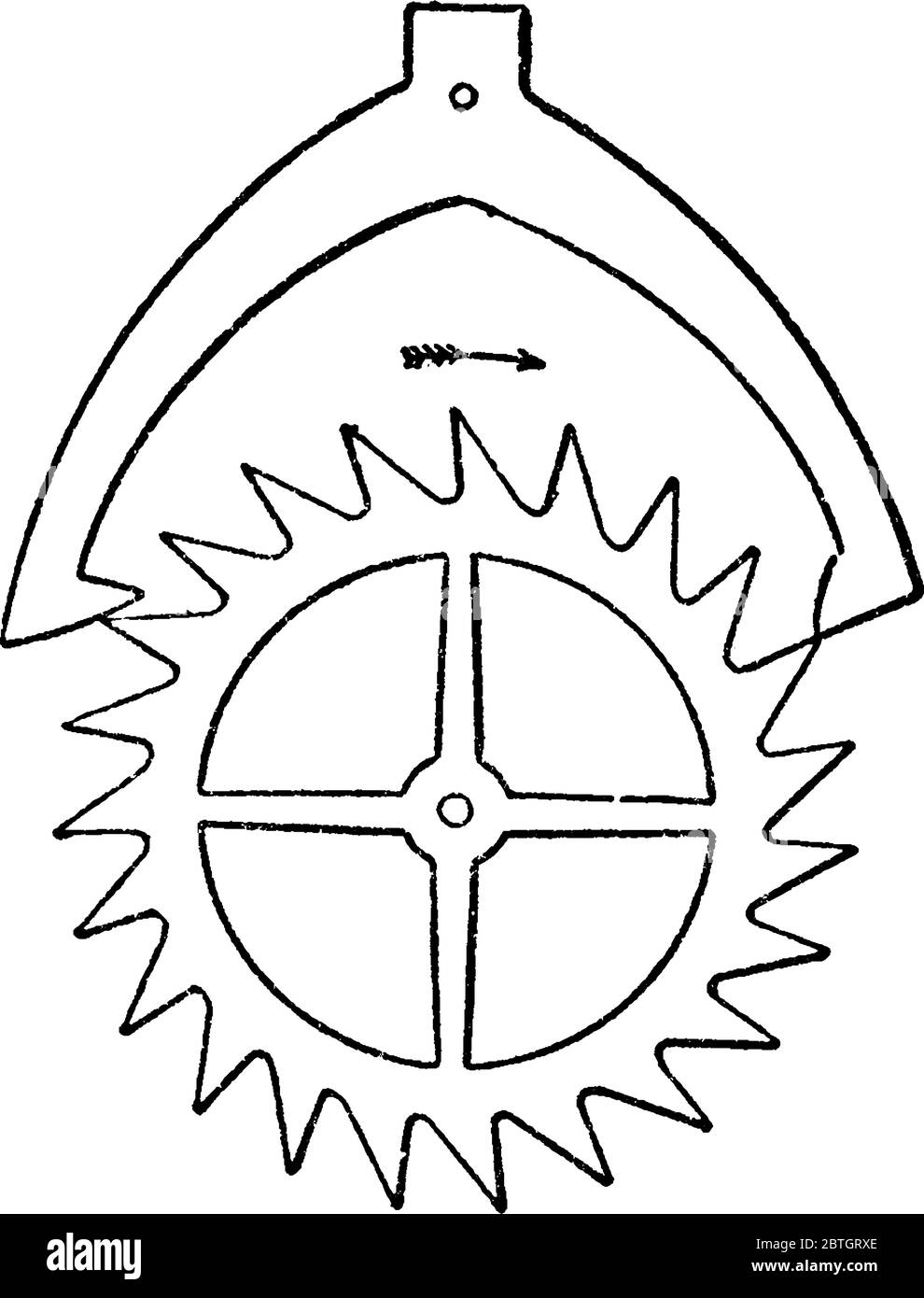 L'évasion d'ancrage est un type d'évasion utilisé dans les horloges à pendule. Un échappement est le mécanisme dans une horloge mécanique qui maintient l'oscillation de TH Illustration de Vecteur