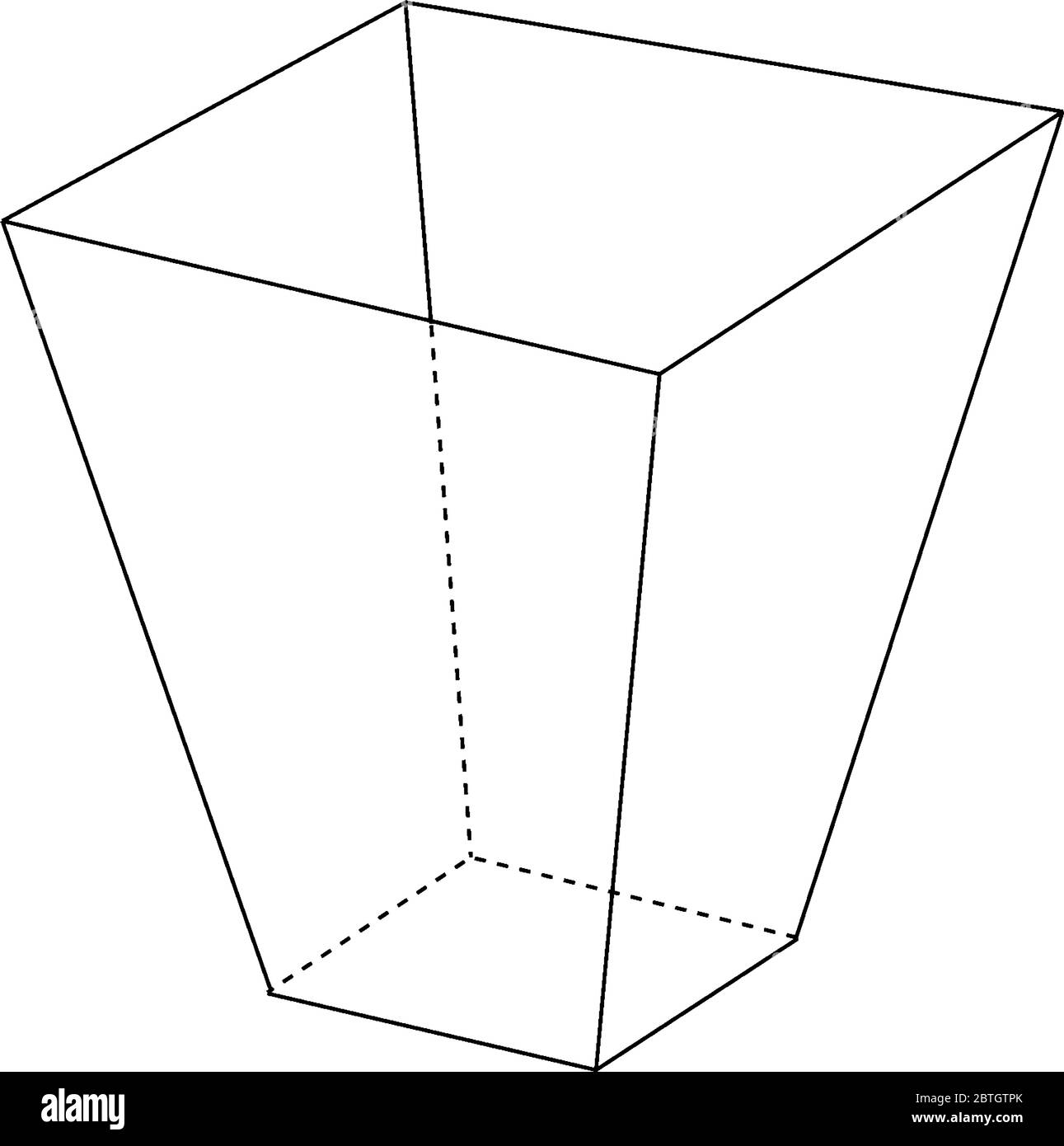Frustum à l'envers de pyramide rectangulaire régulière avec base carrée et quatre faces, dessin de ligne vintage ou illustration de gravure. Illustration de Vecteur