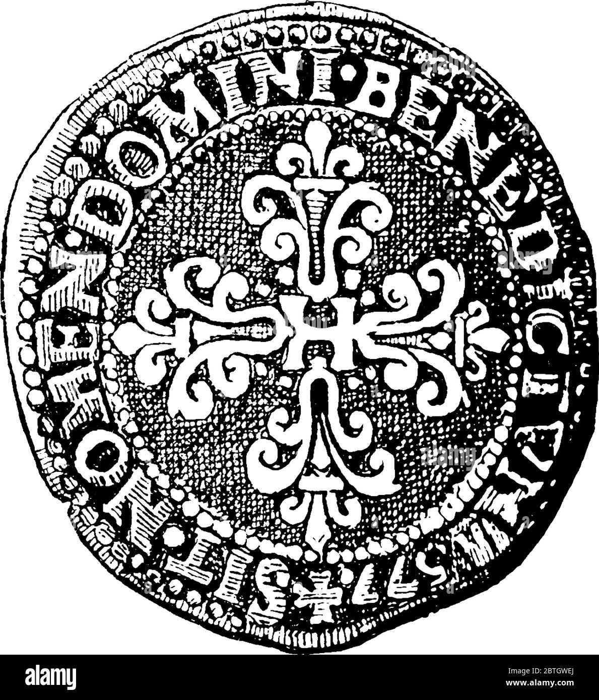 Le revers du franc d'argent de henry iii avec portrait et lettrage. Franc établi comme monnaie nationale par le révolutionnaire français conv Illustration de Vecteur