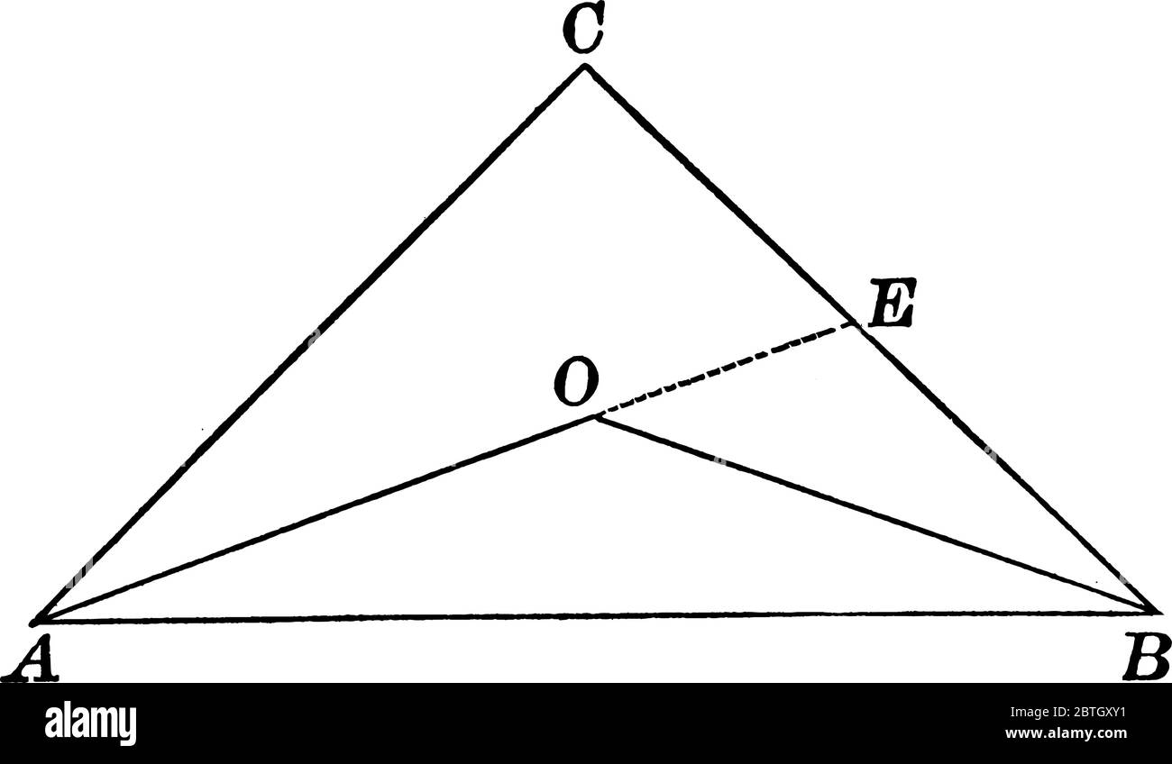 Diviser le triangle équilatéral en trois triangles différents, dessin au trait vintage ou illustration de gravure. Illustration de Vecteur