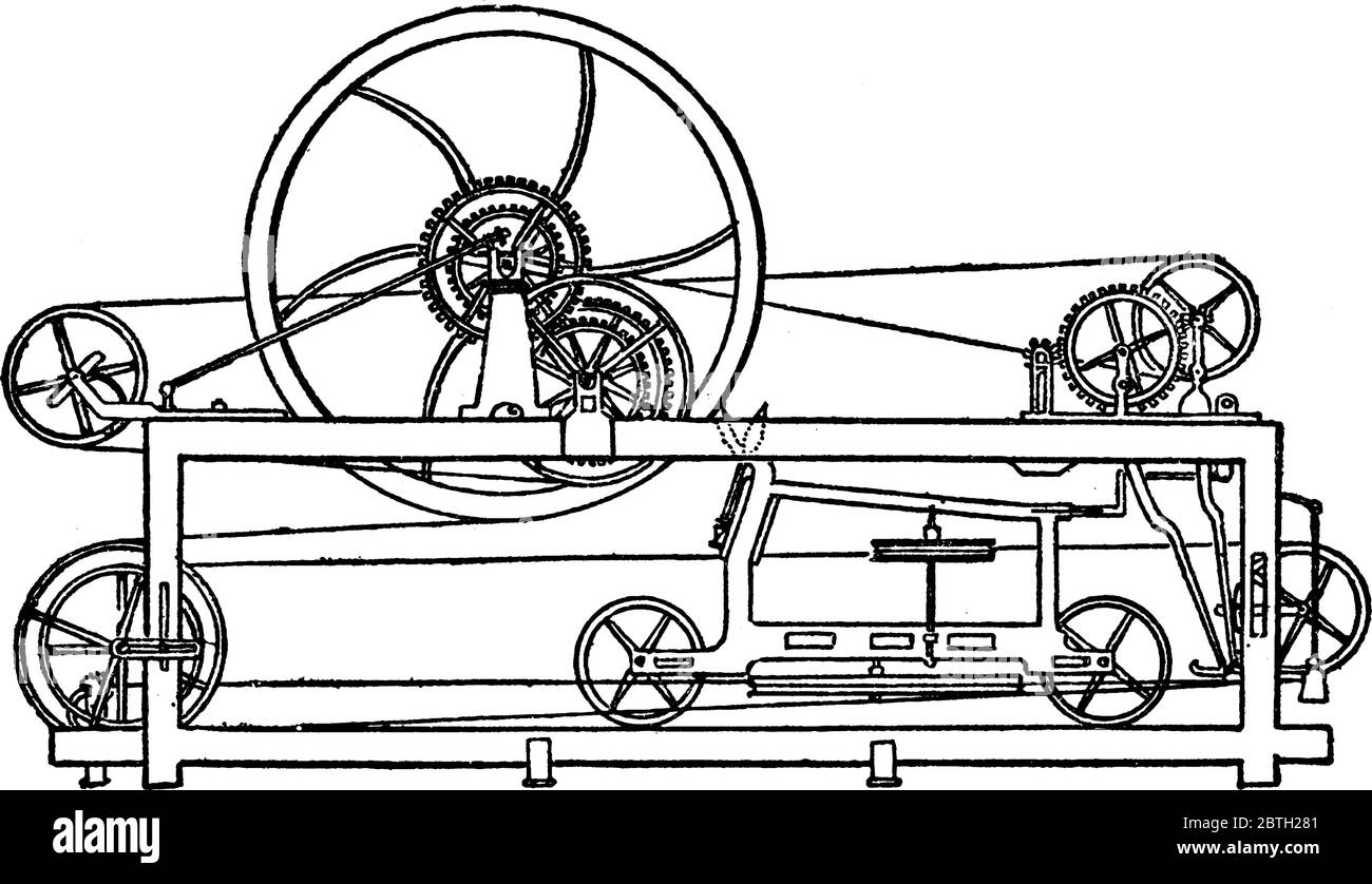 Machine à tourner, dessin de ligne vintage ou illustration de gravure. Illustration de Vecteur