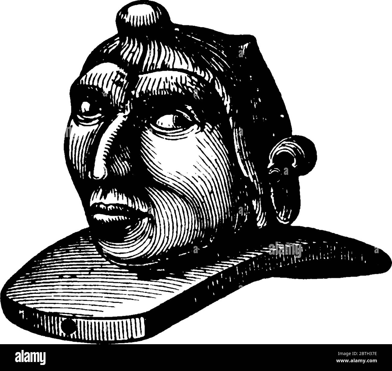 Un tuyau indien en forme de tête humaine qui est utilisé pour fumer la cigarette (tabac). Un trou fait sur le dessus de la tête humaine qui tient le cigaret Illustration de Vecteur