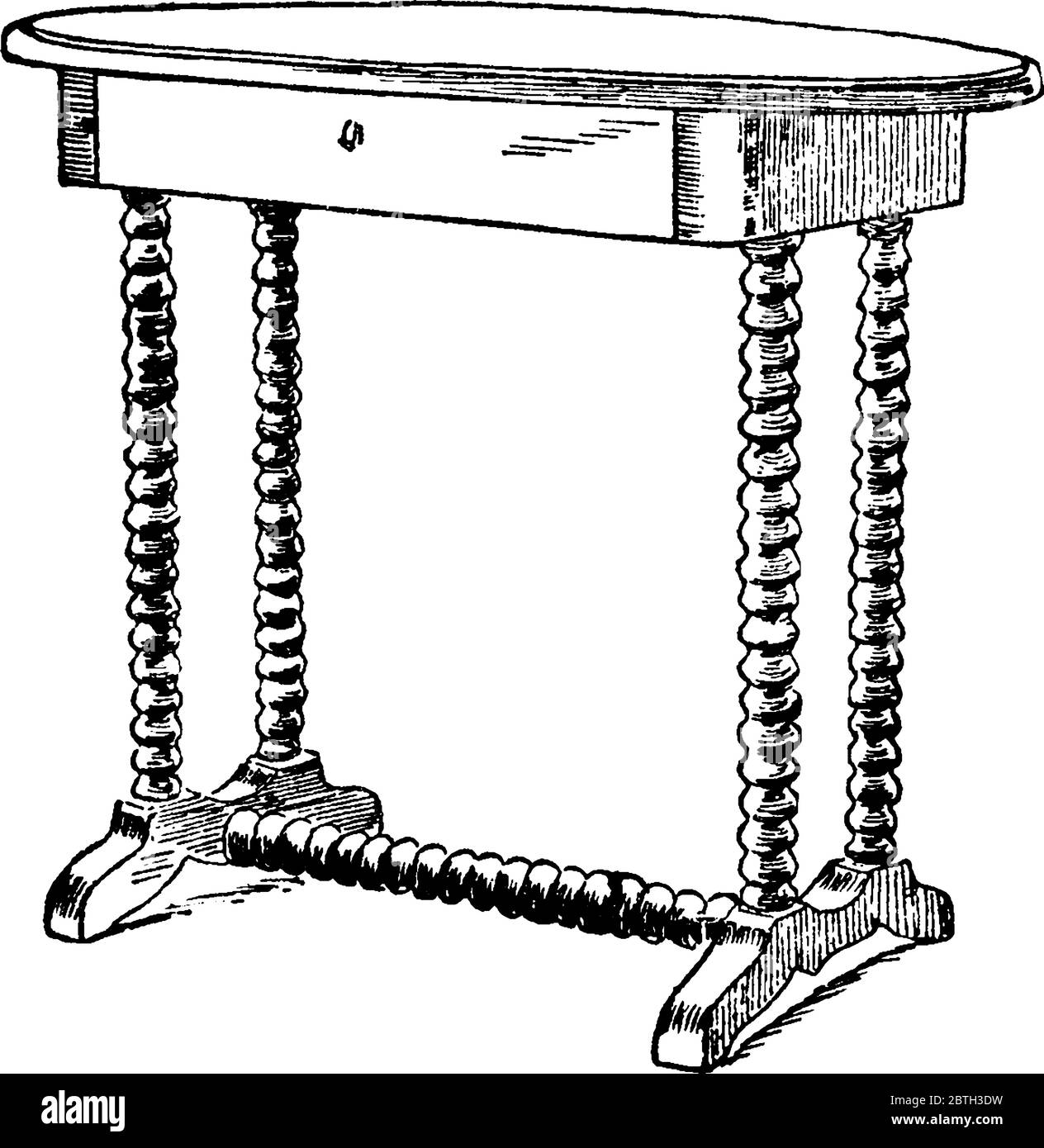 La table sur laquelle le général Lee a signé la reddition, le dessin de ligne vintage ou l'illustration de gravure. Illustration de Vecteur