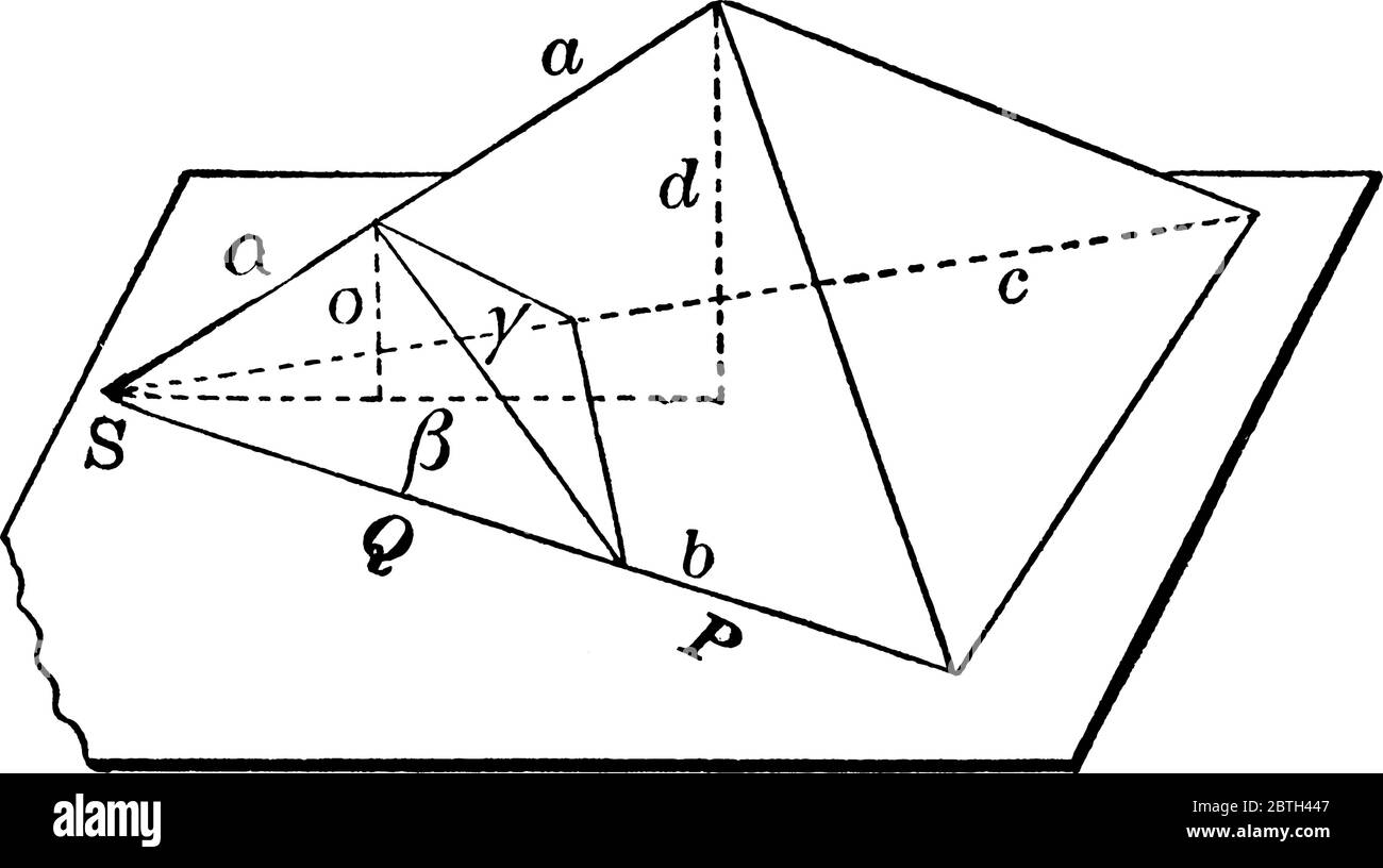 Diagramme montrant deux tétraèdres proportionnels, le tétraèdre est un polyèdre composé de quatre faces triangulaires, dessin de ligne vintage ou gravure illus Illustration de Vecteur