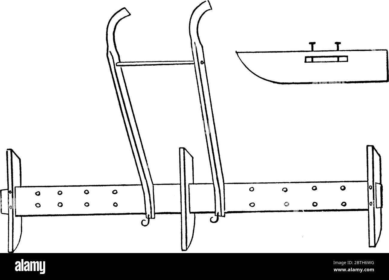 Un marqueur de traîneau réglable, un dessin de ligne vintage ou une illustration de gravure. Illustration de Vecteur