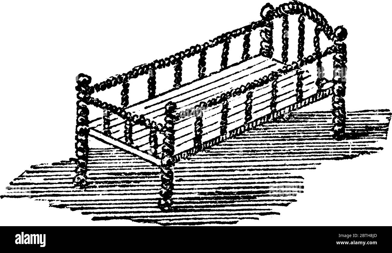 Représentation type d'un berceau, de la mangeoire ou du rack d'un stalle. Il est principalement conçu pour les nouveau-nés et les enfants jusqu'à trois ans, pour avoir un Illustration de Vecteur