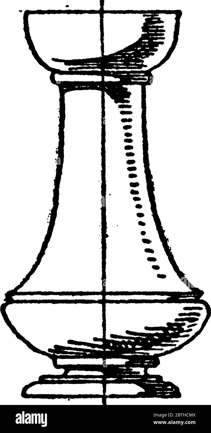 Ce pot à fleurs moderne est fait de verre jacinthe qui est destiné à forcer les ampoules à fleurir dans l'eau, le dessin de ligne vintage ou l'illustration de gravure Illustration de Vecteur