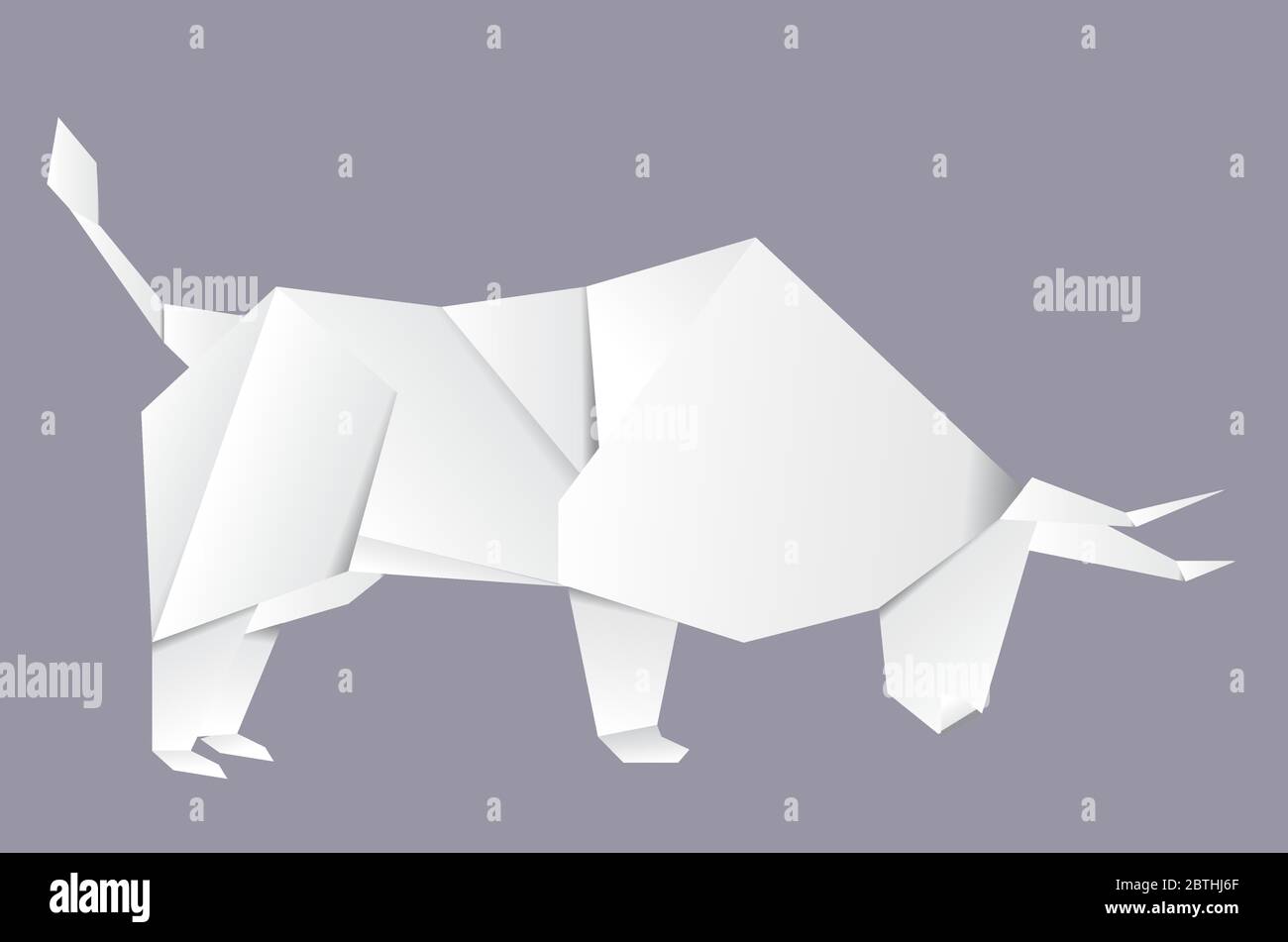 Illustration géométrique du style origami de taureau blanc. Illustration de Vecteur