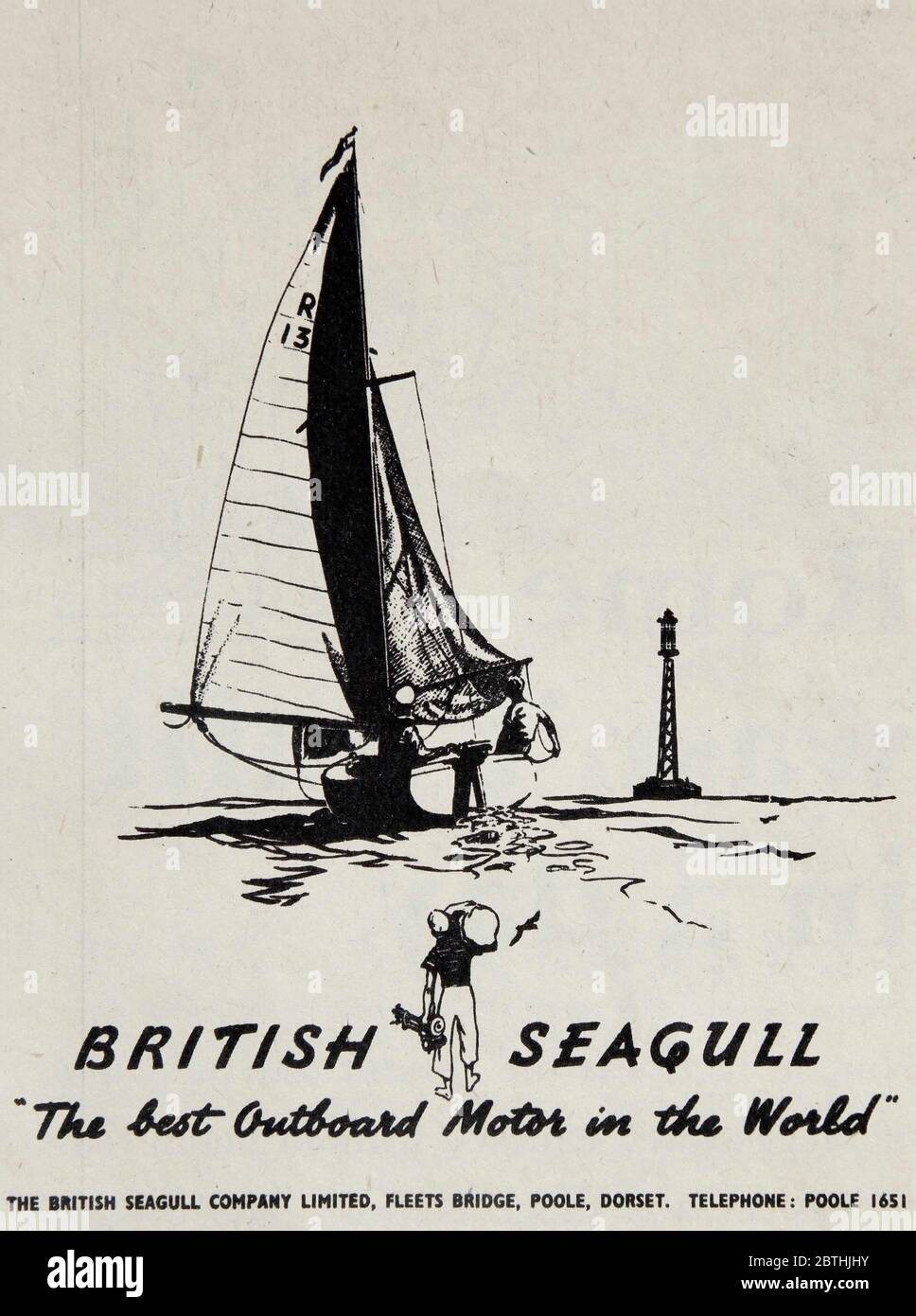 Publicité vintage pour les moteurs hors-bord Seagull britanniques. Banque D'Images
