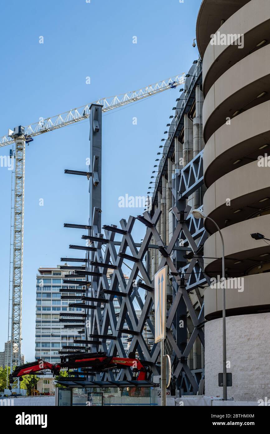 Madrid, Espagne - 24 mai 2020 : travaux de rénovation au stade Santiago Bernabeu. C'est le siège du club de football du Real Madrid Banque D'Images