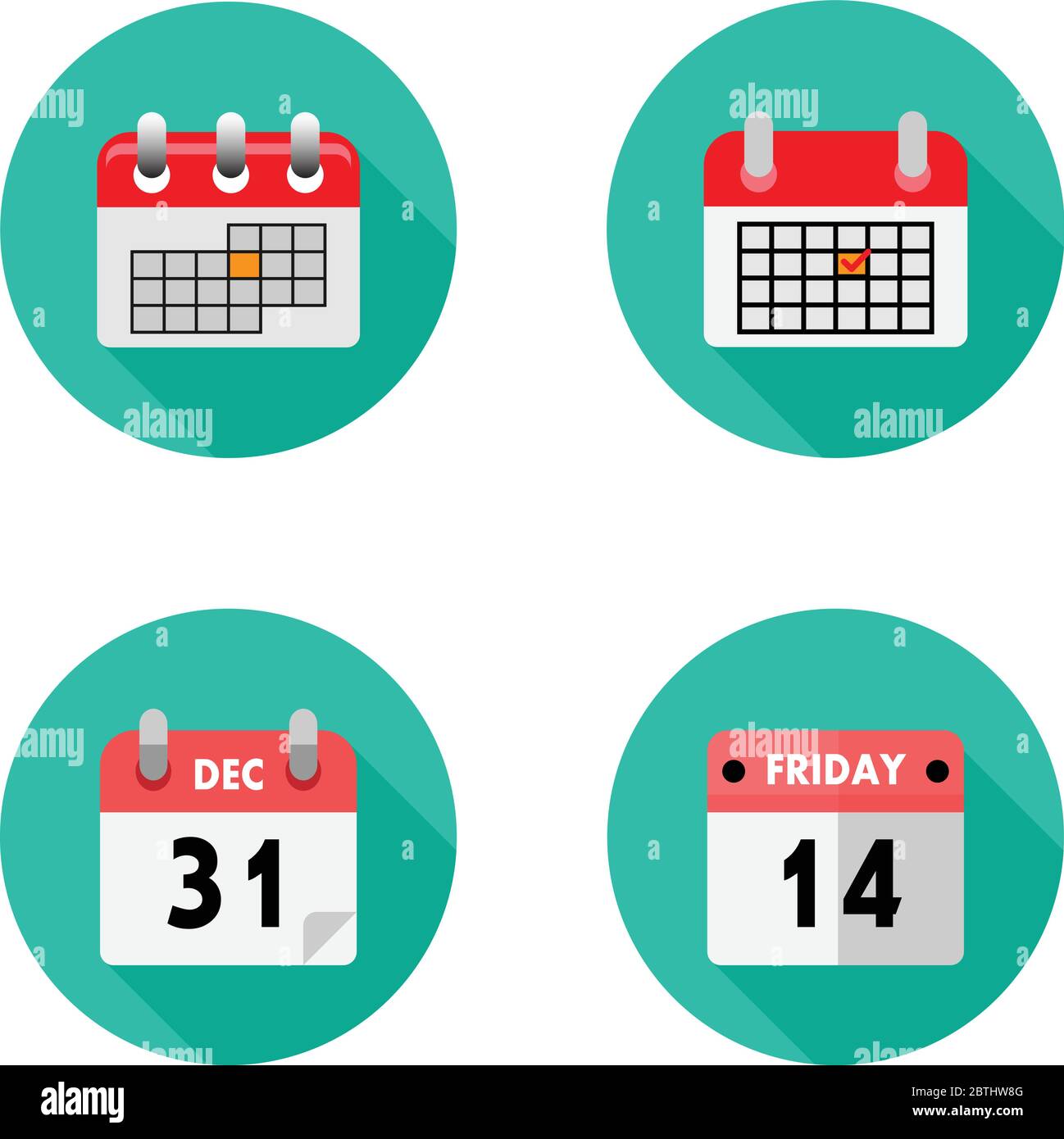 Icônes de calendrier illustration vectorielle modèle plat. Illustration de Vecteur