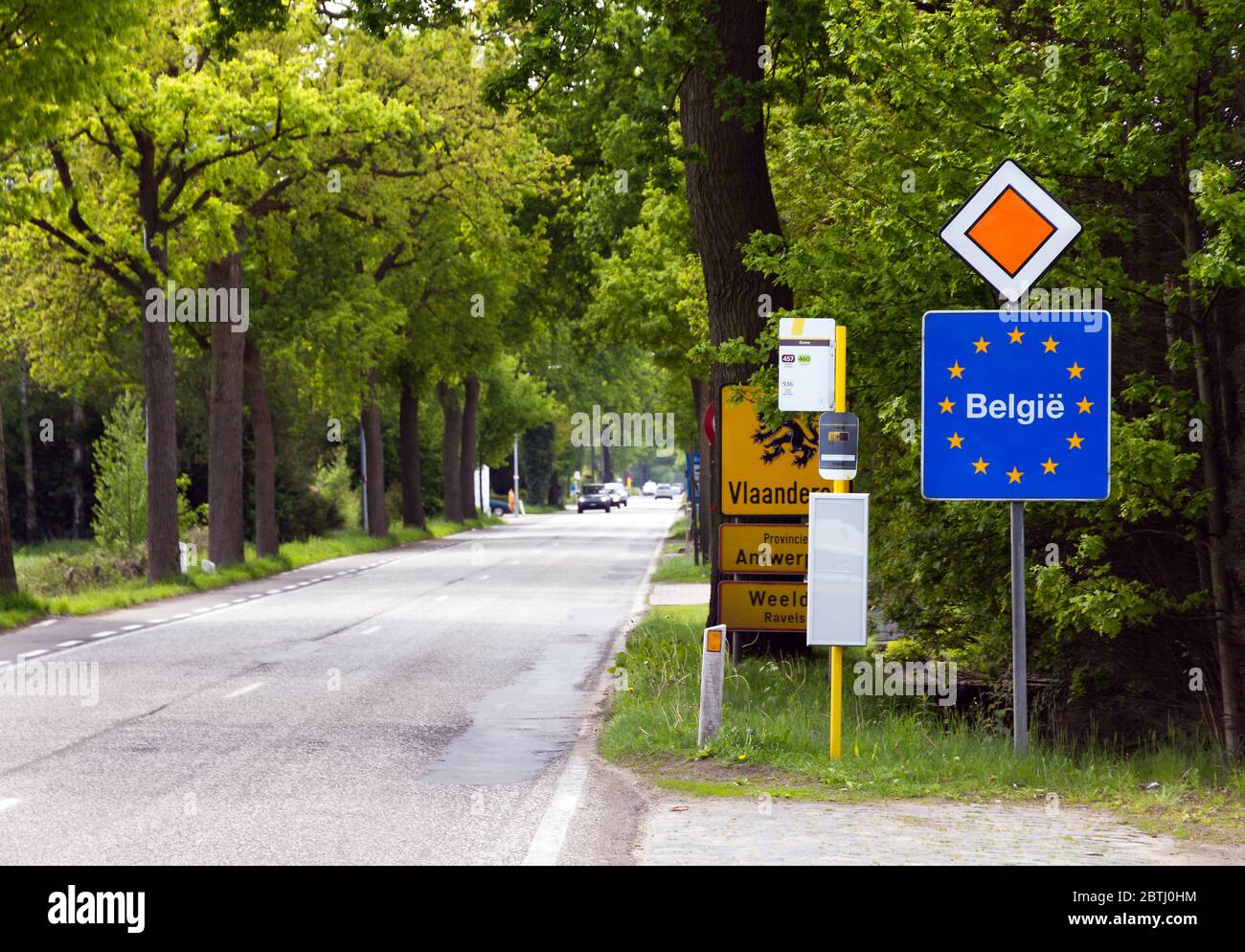 Signe pour marquer la frontière de la Flandre (Vlaanderen), de la Belgique et des pays-Bas Banque D'Images