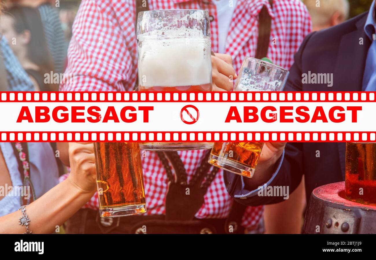 Information abgesagte ( engl. Annuled ) événements, fête, Munich festival de bière, festivals de musique avec historique de l'événement. Concept d'éclosion pandémique. Banque D'Images