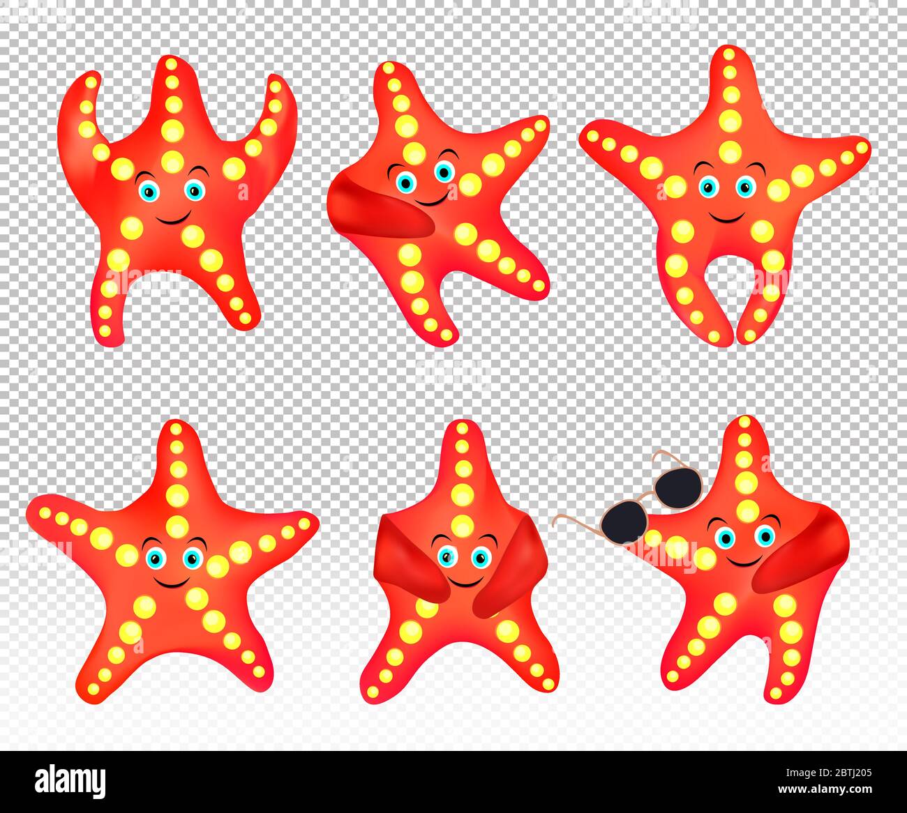 Étoile sur fond transparent. Starfish avec lunettes de soleil. Collection  star de la mer. Personnage de dessin animé. vecteur 3d Image Vectorielle  Stock - Alamy