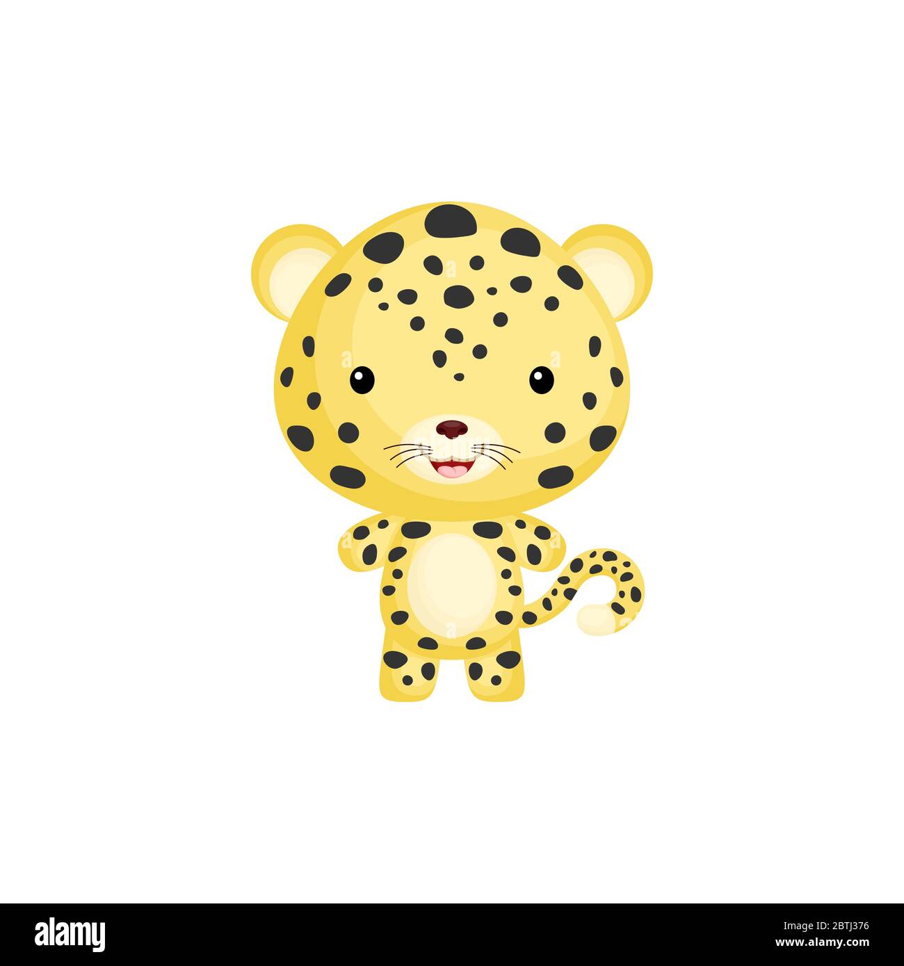 Mignon Drole De Bebe Jaguar Ou Leopard Isole Sur Fond Blanc Animal Adorable Dans La Jungle Pour Creer Un Album Un Album Un Album Une Carte Et Une Invitation Image Vectorielle Stock
