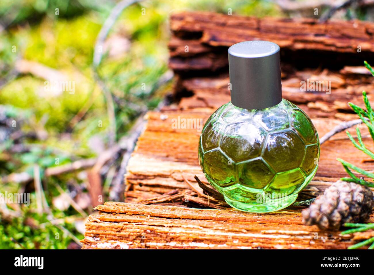 Flacon de parfum sur fond naturel. Ingrédients naturels et matériaux  écologiques Photo Stock - Alamy