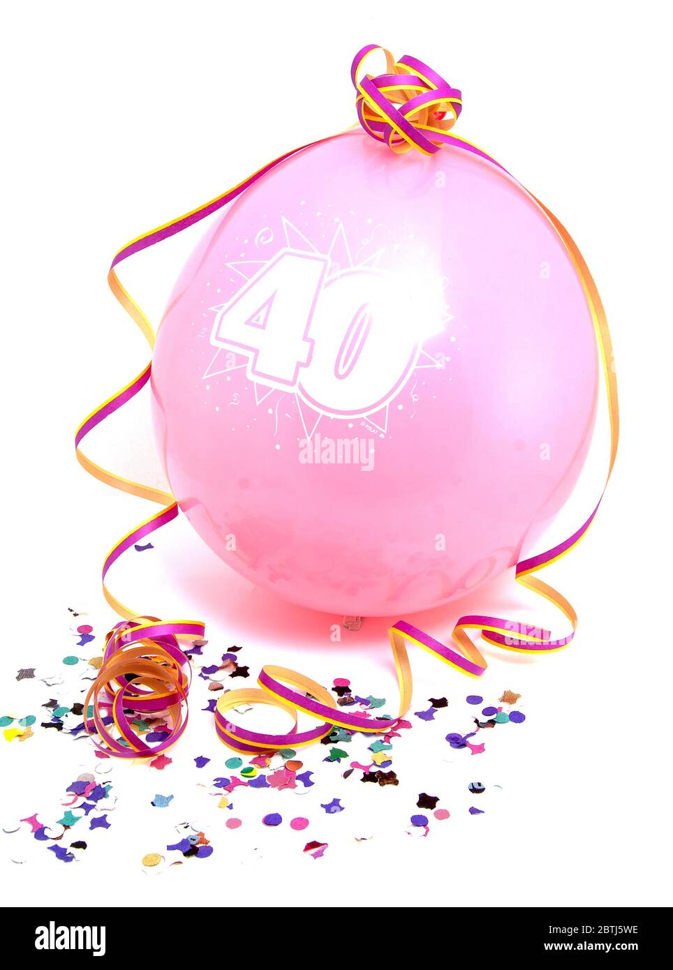 Ballon de fête rose pour le quarantième anniversaire sur fond blanc Banque D'Images